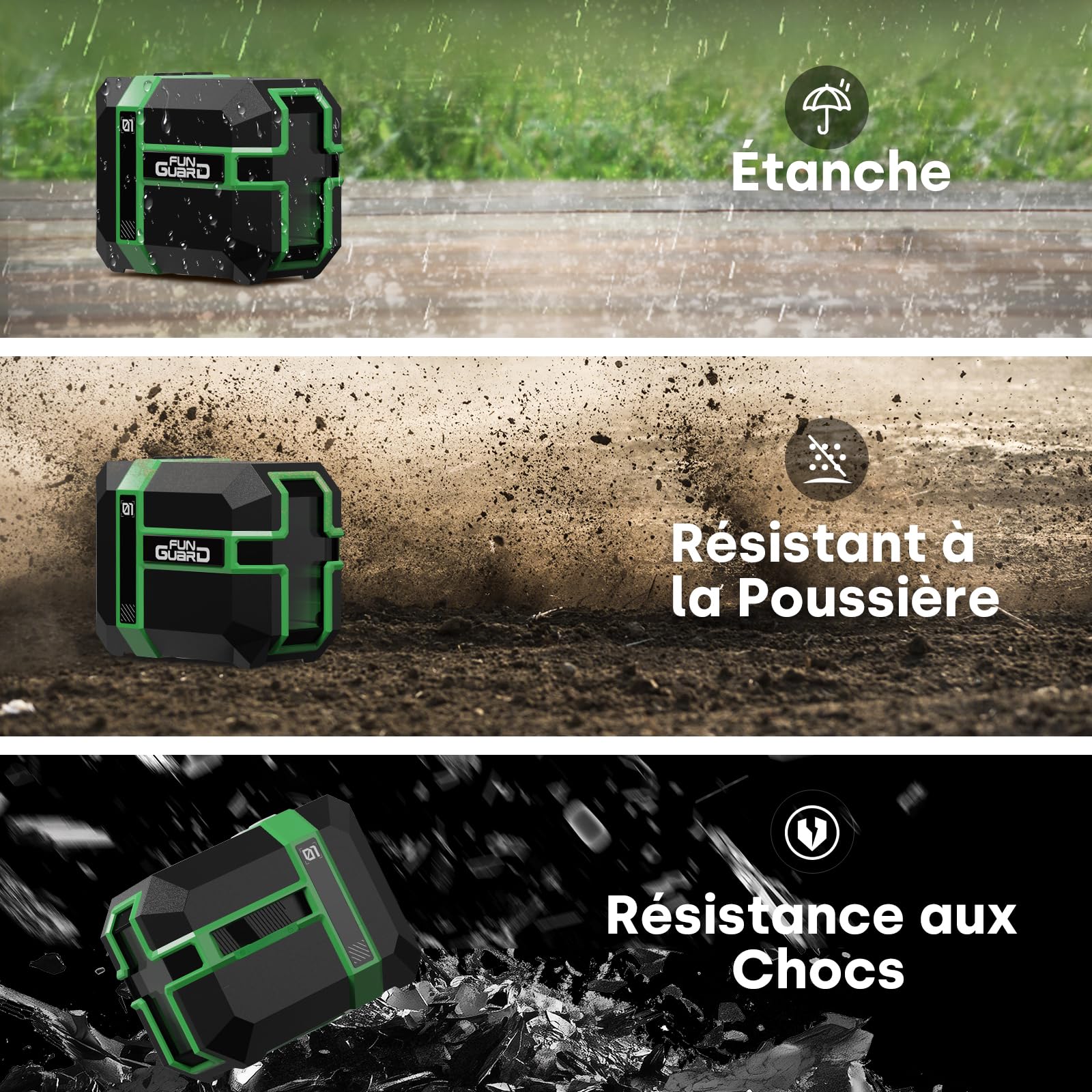 Niveau Laser, Autonivelant, Support magnétique, Rechargeable(Vert)