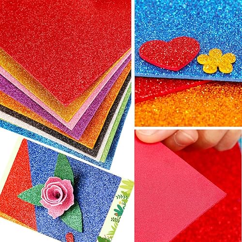 Miniatura 5 de 10 hojas de espuma con purpurina para manualidades, papel de cartulina A4, papel adhesivo autoadhesivo para construcción de Navidad, álbum de