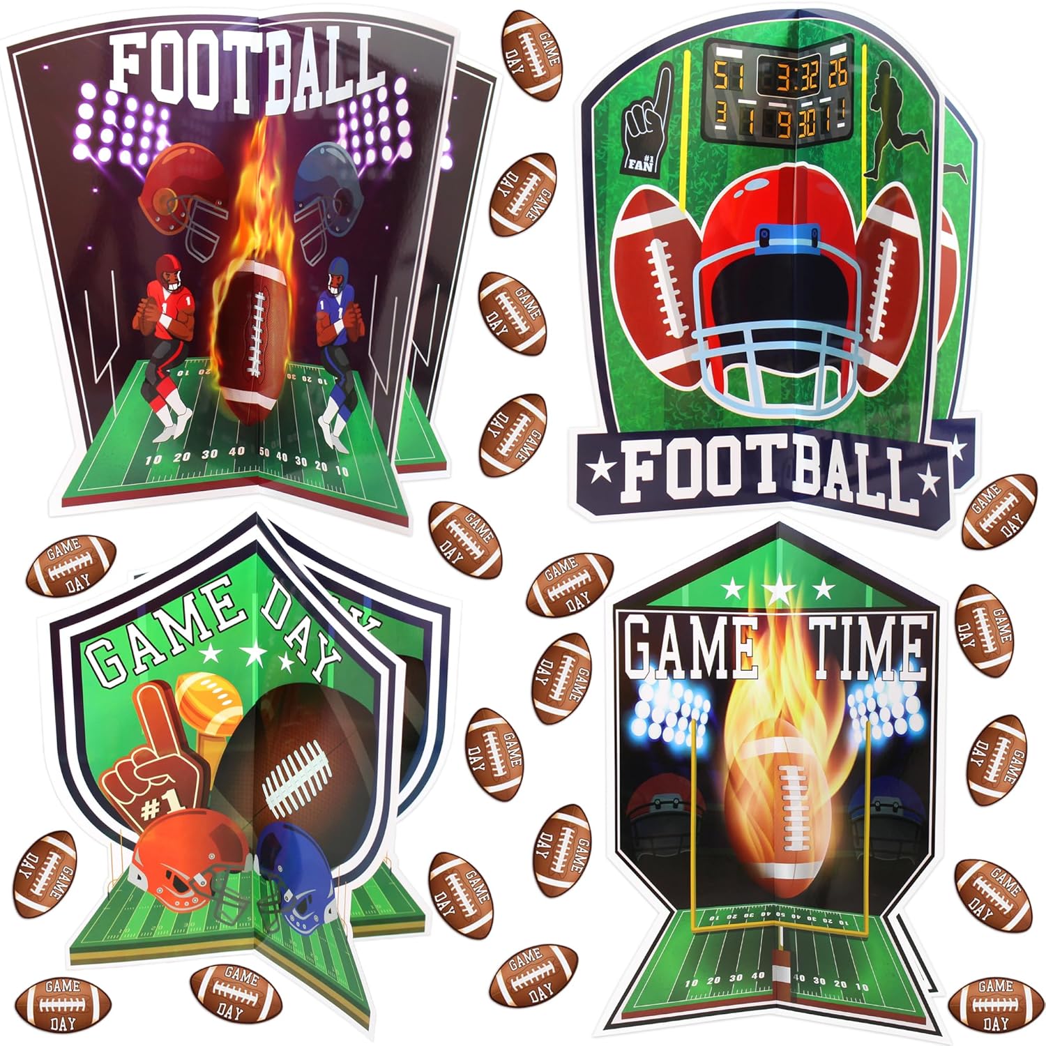 Football Party Table Centerpieces 28 piece 3D Football