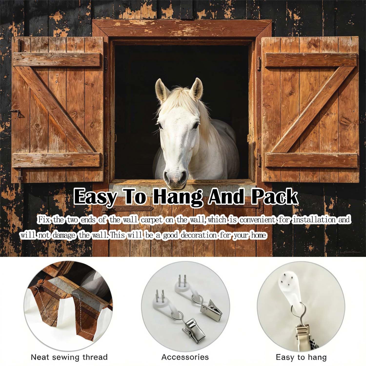 Arazzo da Parete Grande 300x260 cm Cavallo 3D Telo da Parete
