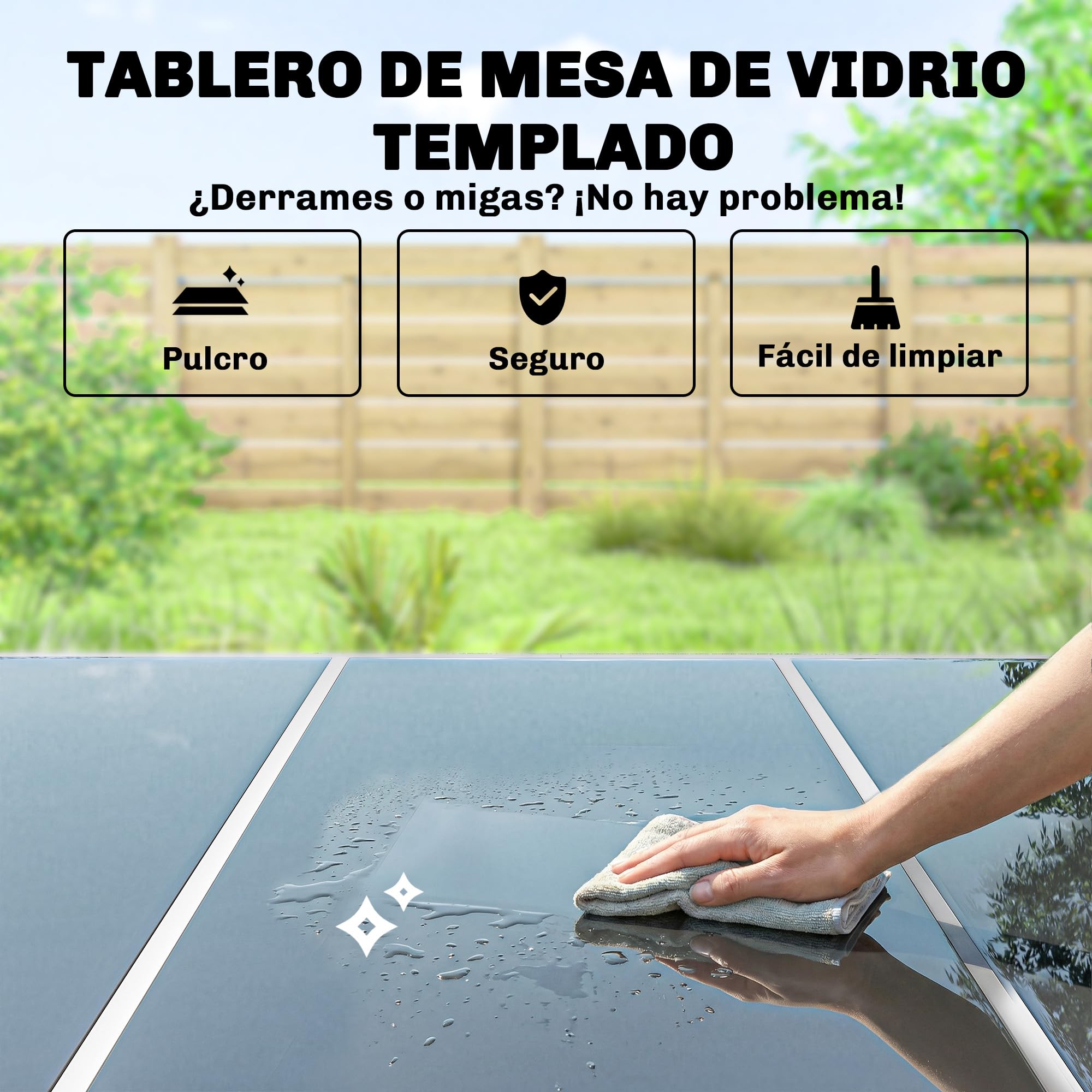 Outsunny Conjunto de Mesa y Sillas Jardín 7 Piezas Blanco y Gris
