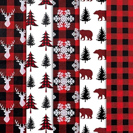 Whaline Christmas Tissue Paper: Festive Plaid for Your Holiday Decor