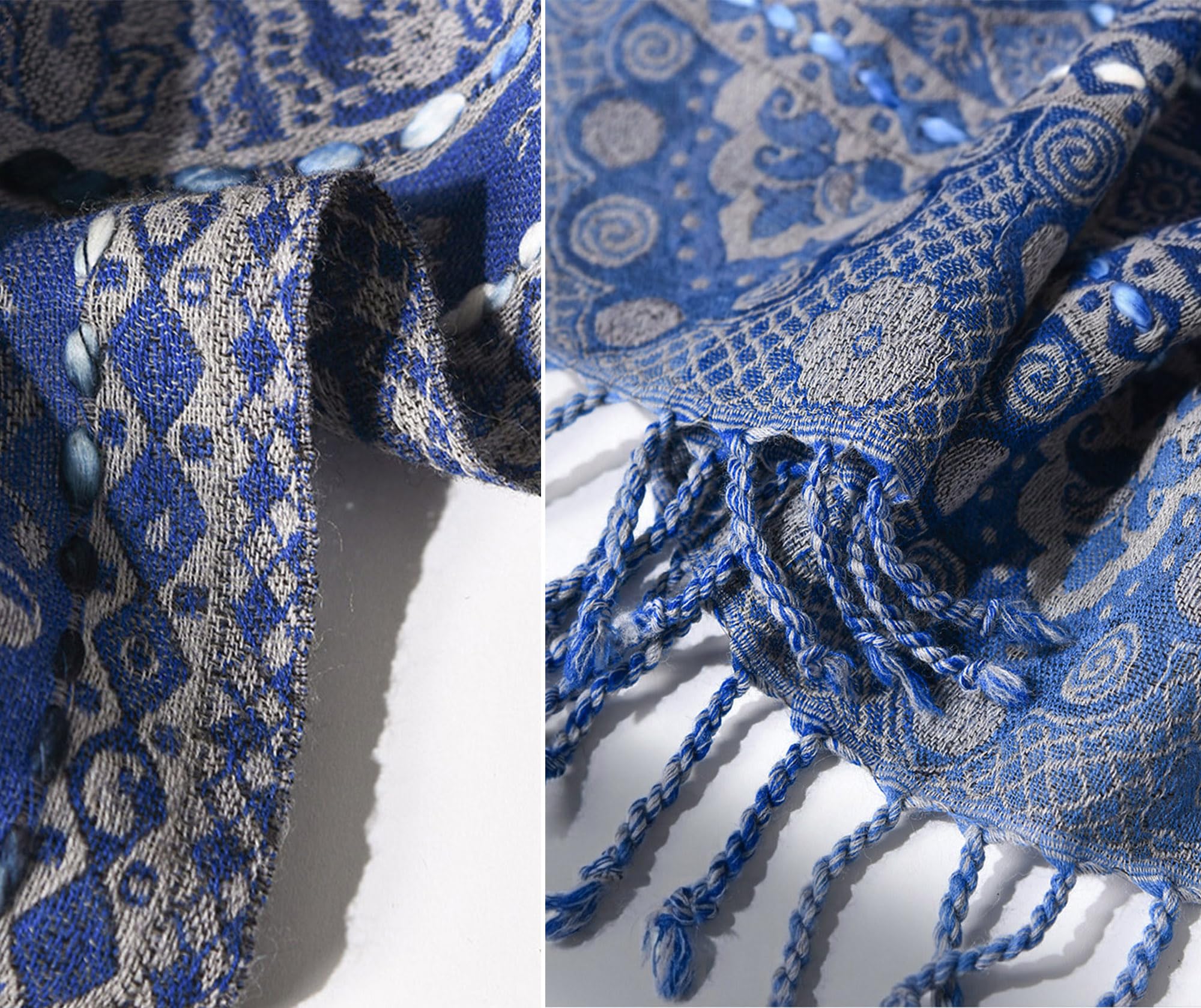 HangErFeng Wełniany szal Paisley szalik ręcznie haftowany owijany frędzle 1661