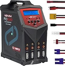 Venom Power - Pro Quad LiPo Battery Fast Charger with LCD Screen - 4 Ports at 100W Each - AC DC 7A Fast NiMH LiHV LiPo Balance Charger Discharger 1S to 6S, Drone, RC Car Battery Charger
