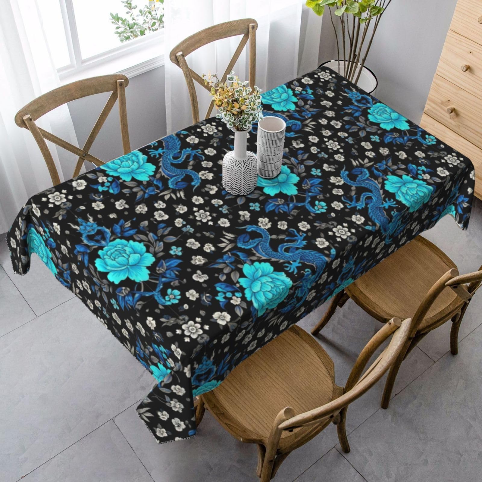 Housse de table fleurs de dragons cool nappe rectangulaire haut de gamme