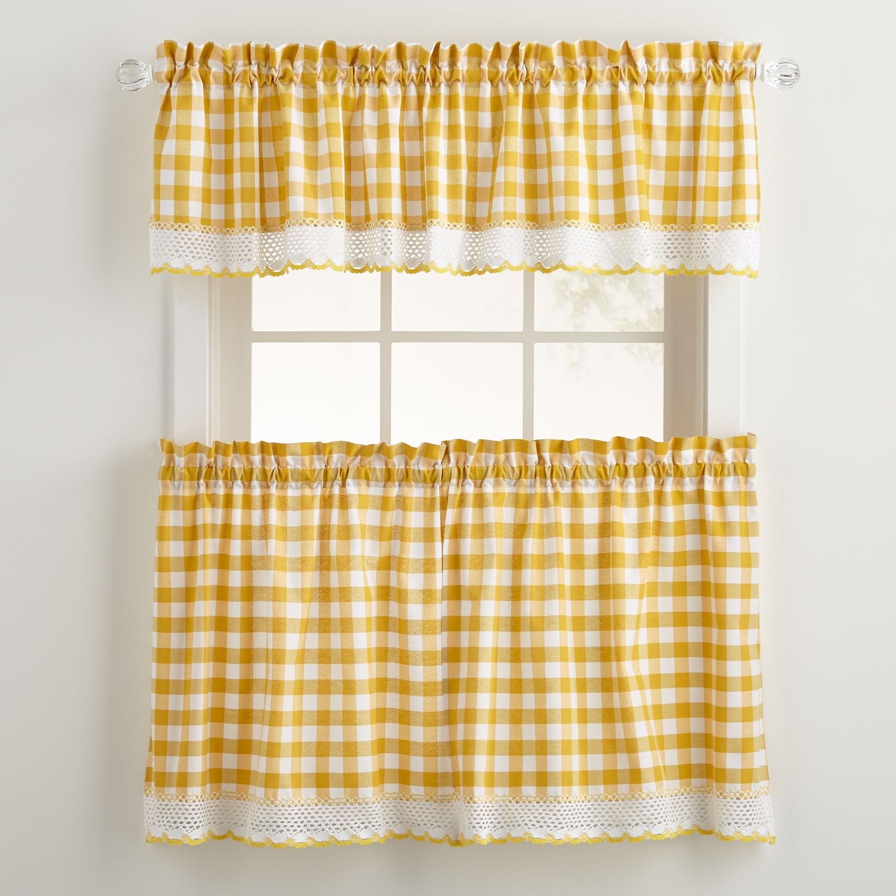 BrylaneHome Buffalo Check Tier Curtain Set, Valance Not Included - 58