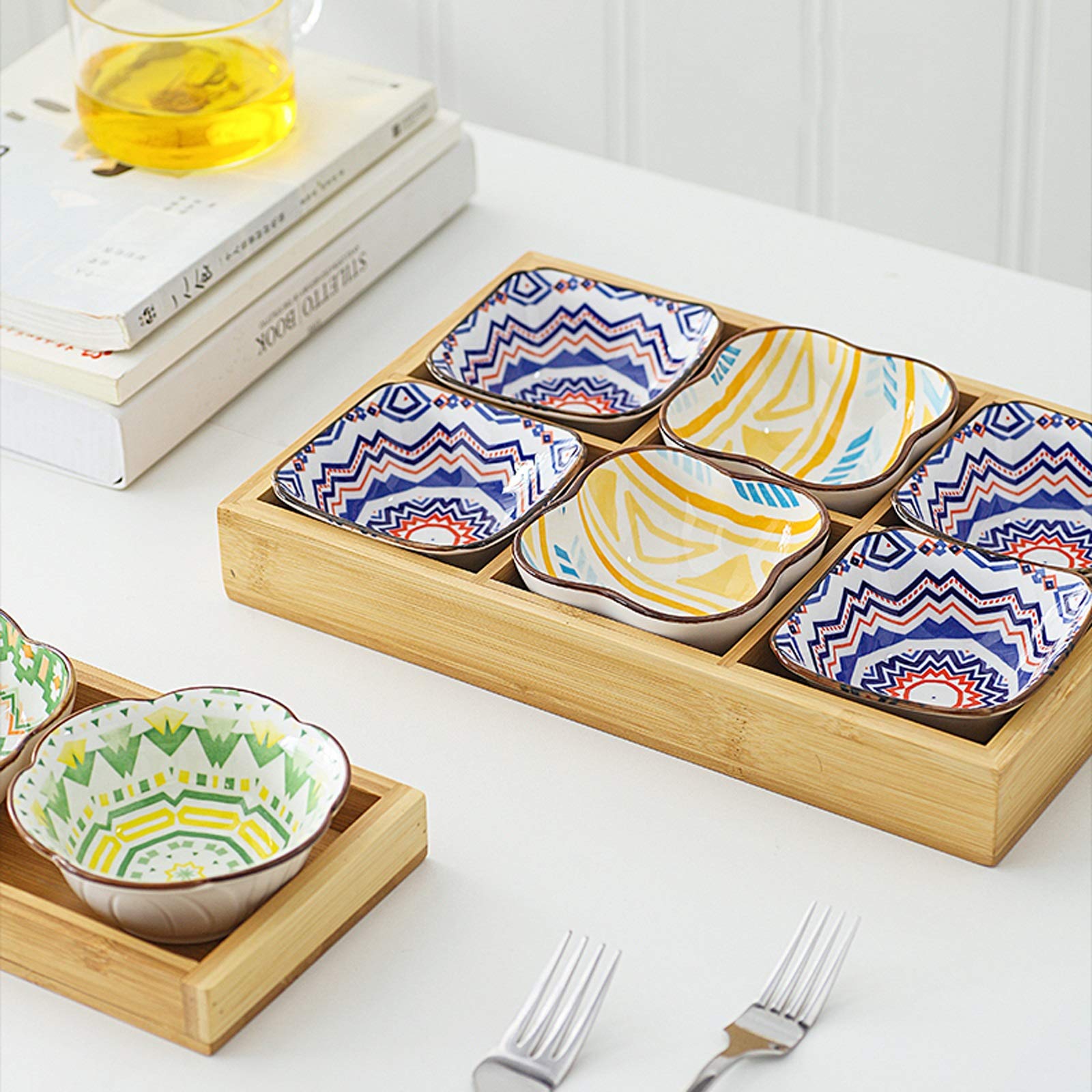Soßenschale, 4-teilig, Soja-Dip-Schalen, langlebiges Keramik-Set für Desserts, Gewürze, Beilagen
