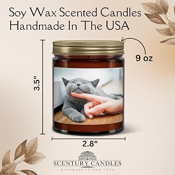 Custom Photo Candle, Many Scents to Choose from, Personalized with Your Picture & Text, Non-Toxic Soy Wax Candles, Handmade in the USA