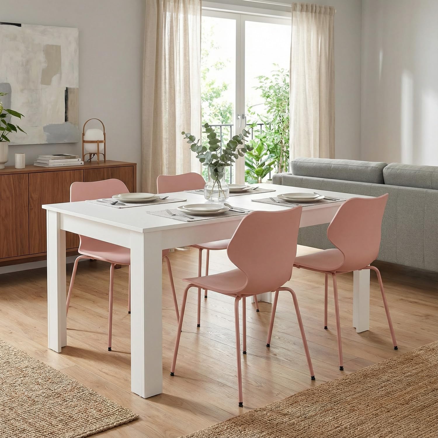 Brigros - Tavolo allungabile da Pranzo in Legno melaminico 140-190x90x77 cm, moderno, elegante e funzionale (Bianco)