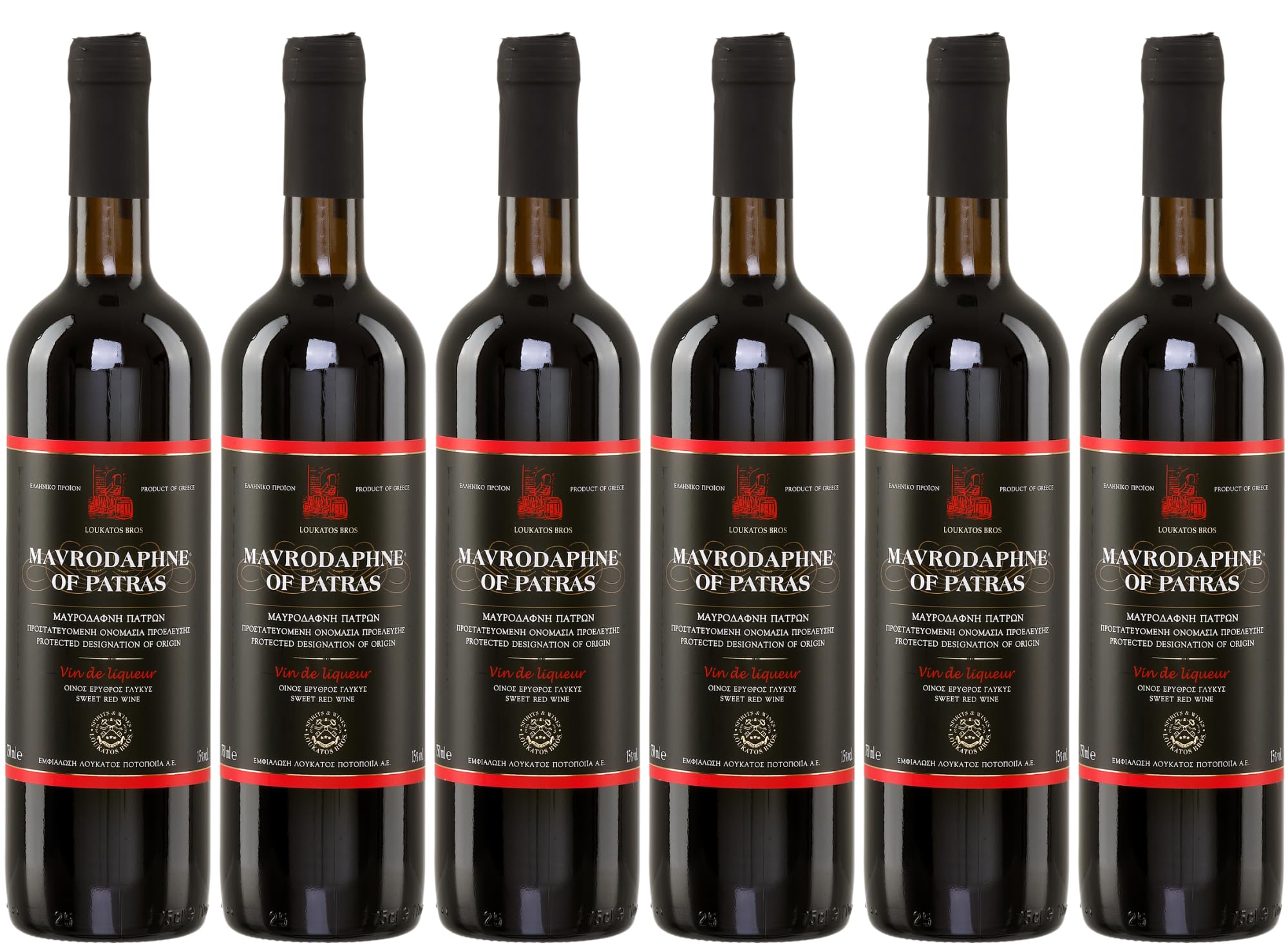 Mavrodaphne aus Patras 6x 0,75l P.D.O. Loukatos Likörwein rot | 15% Vol. | + 20ml Jassas Olivenöl