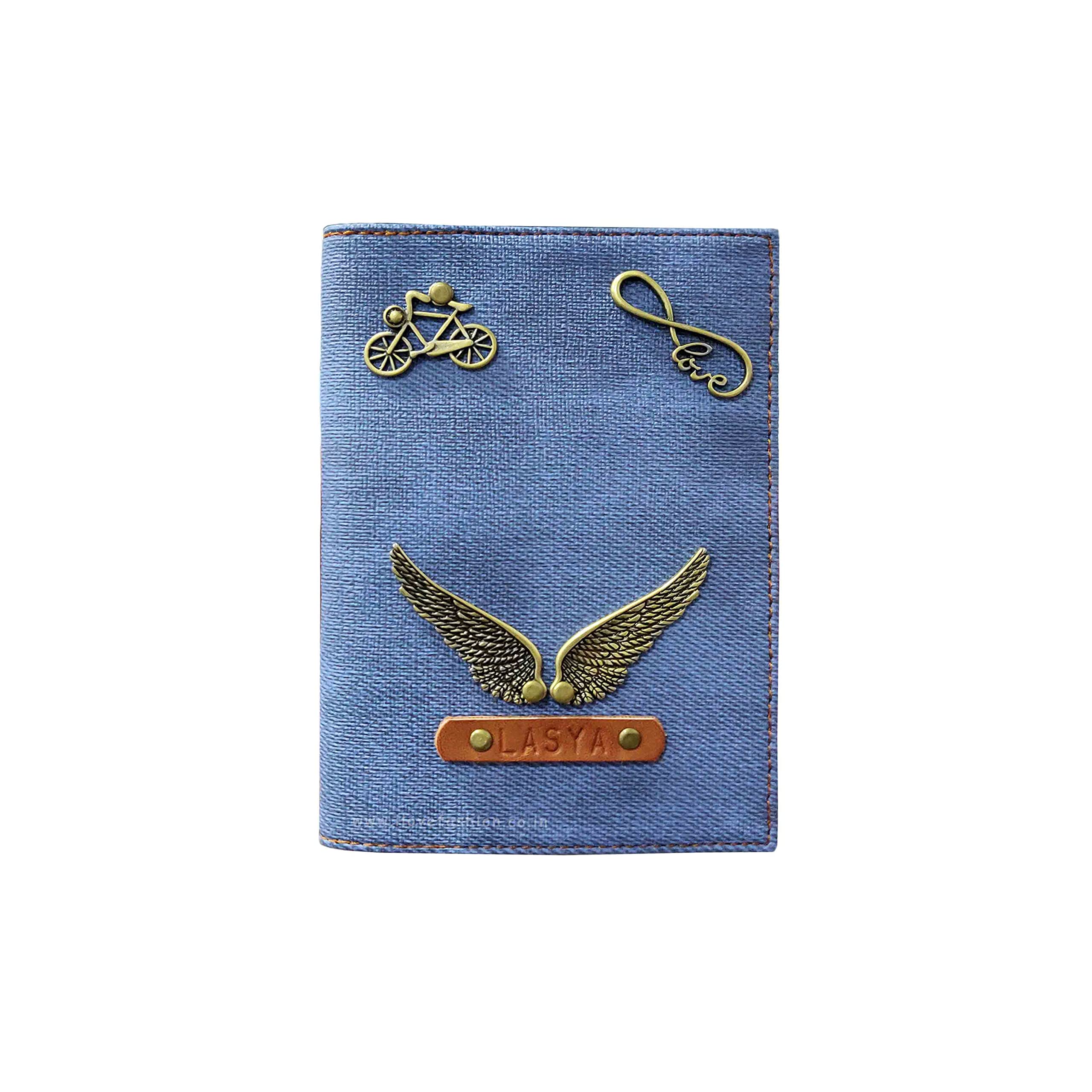 I Love Fashion Passport Cover Customized Name (Denim Blue)