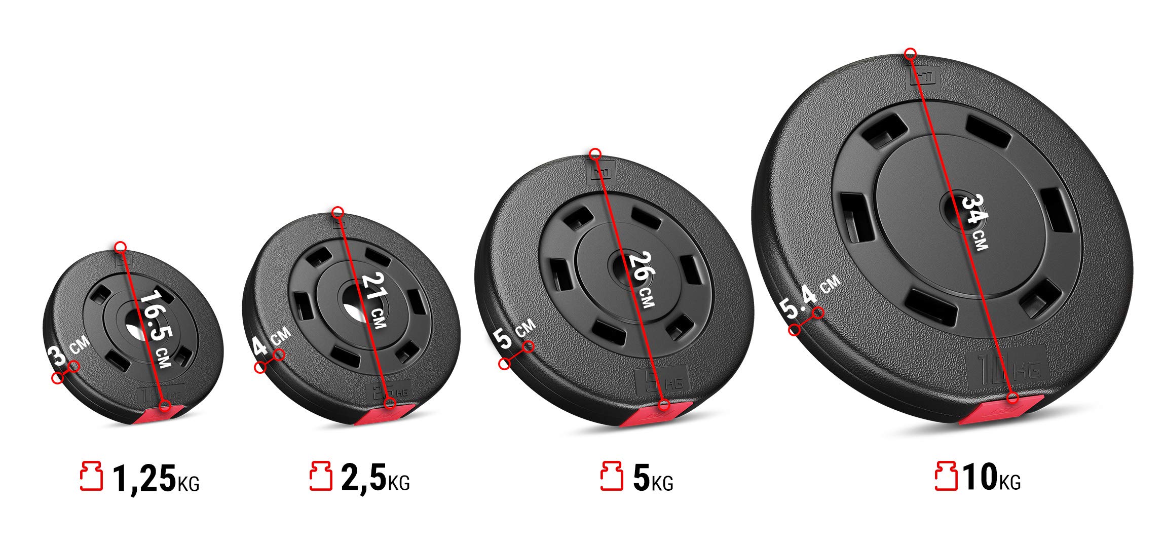 Hop-Sport Zestaw obciążeń bitumicznych 36kg + gryfy, hantle, sztanga