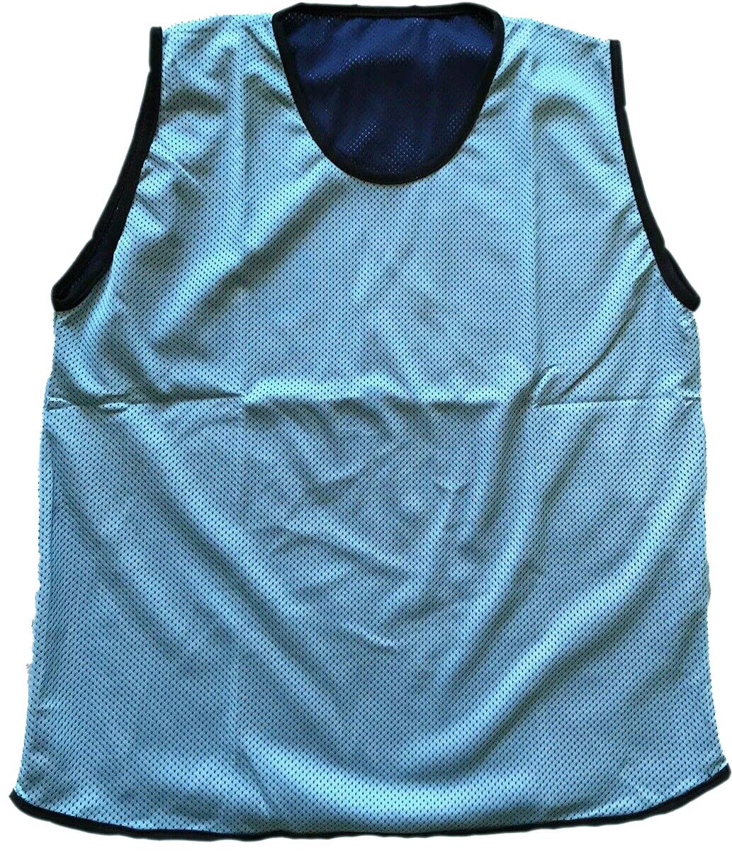 PROSTYLE SPORTS 10 Football Training Reversible Bibs Football Netball Rugby Hockey Cricket (Sky/Navy, Youth(Mens Small-Medium))