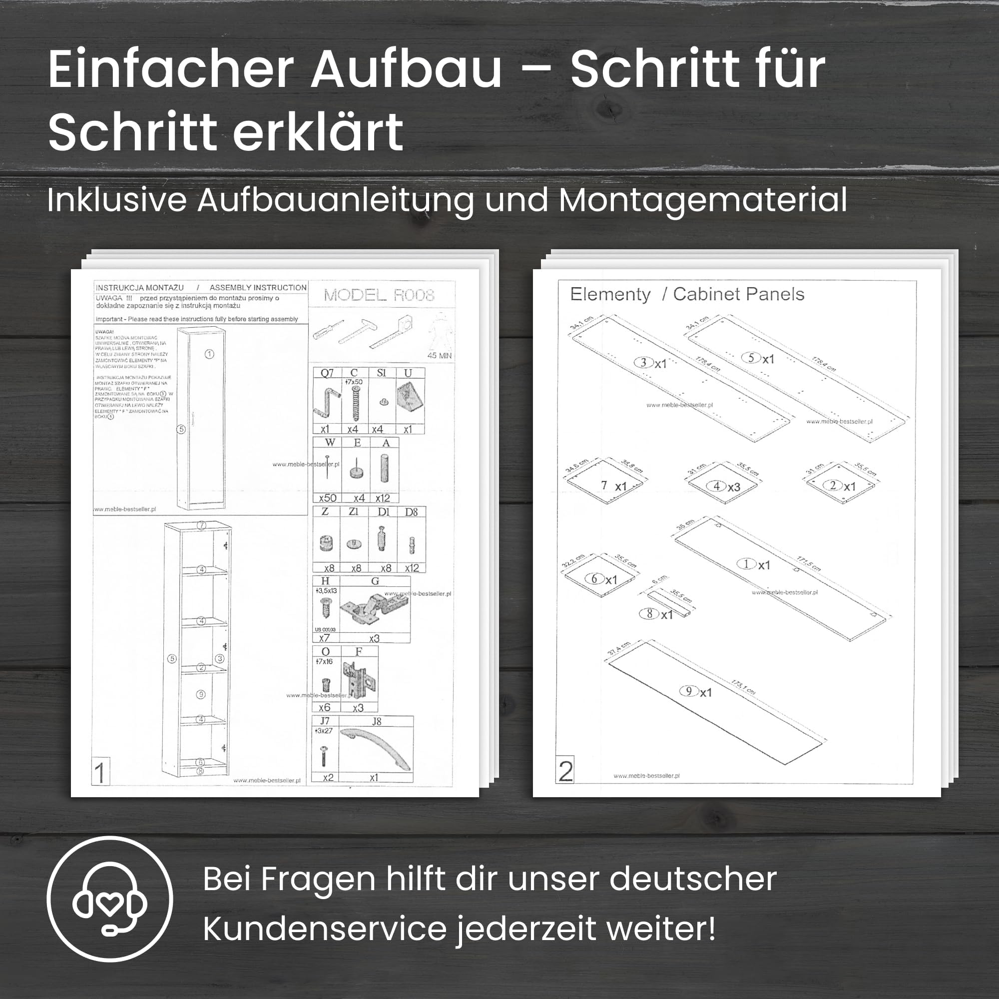 Home Collective Regal mit 5 Ebenen in matt Aktenschrank mit 4 Einlegeböden und 1 Tür, Standregal 39 cm breit mit hochwertigen Polymergriffen ideal für Schlafzimmer Wohnzimmer Flur Büro Graphit Eiche