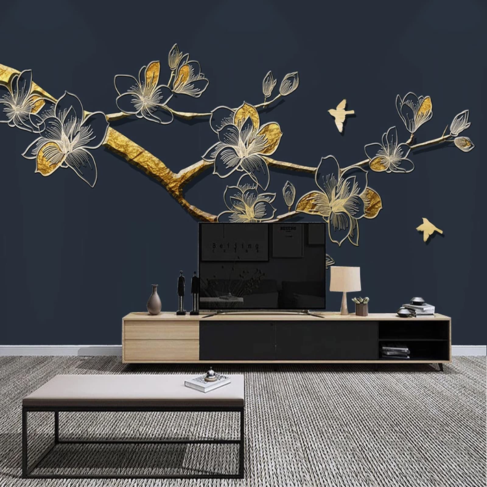 Papier peint magnolia | Blanches sur fond vert pastel