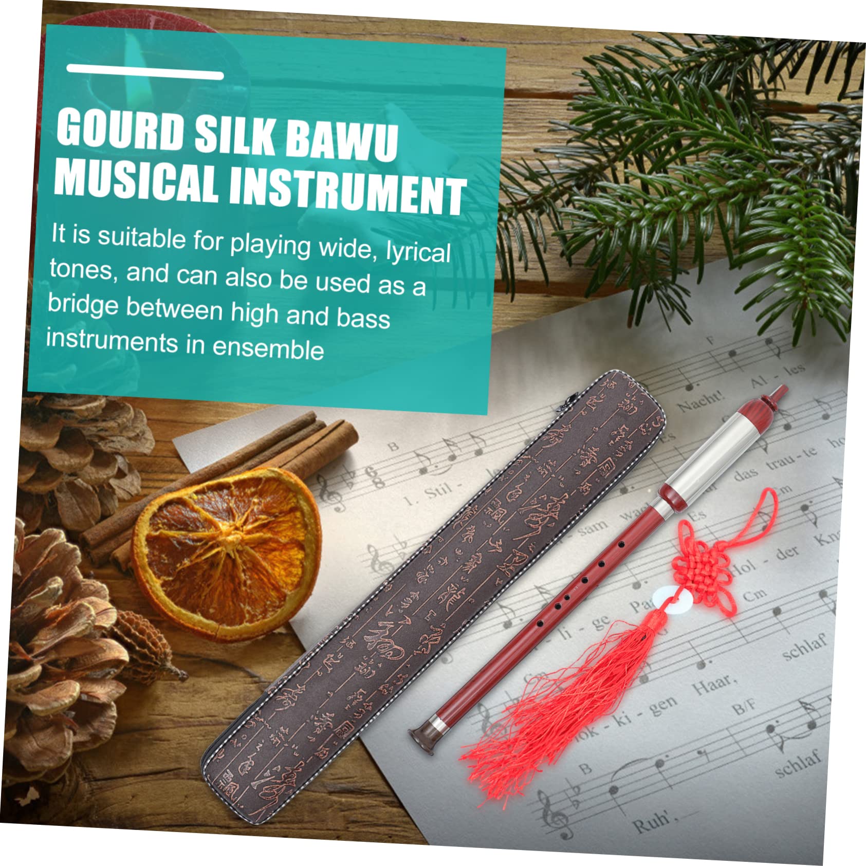 Kisangel Instrumento de Viento Tradicional Flauta Bawu en Resina Ligera y Portátil Caja de Almacenamiento para Acompañamiento de Danza y Conjunto Musical