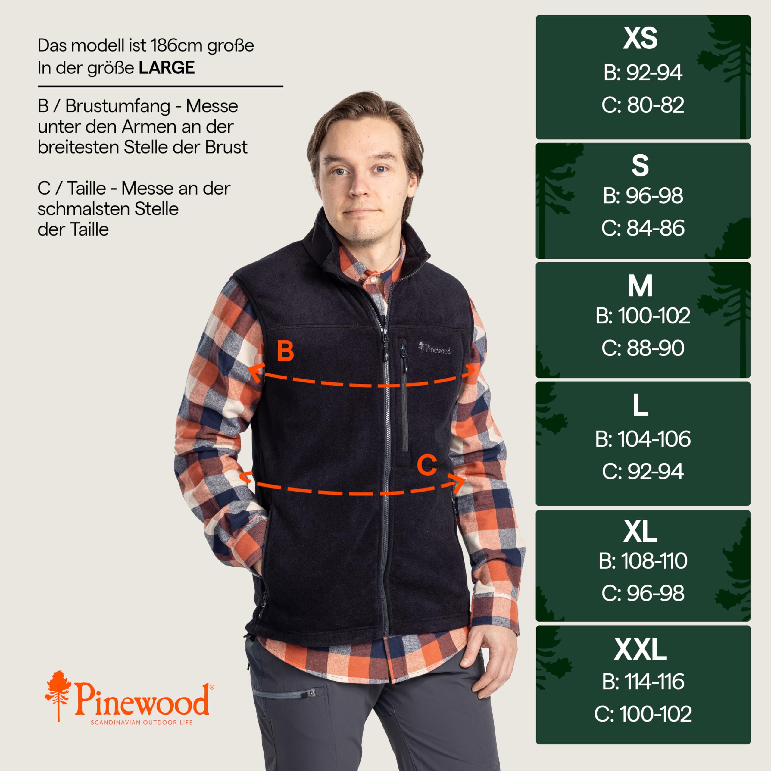 Pinewood Herren Fleeceweste, ärmellose grün, schwarz, oder blaue Outdoor Weste aus 100% übergebliebenen Stoffe, ideales Fleece für die Jagd und zum Wandern