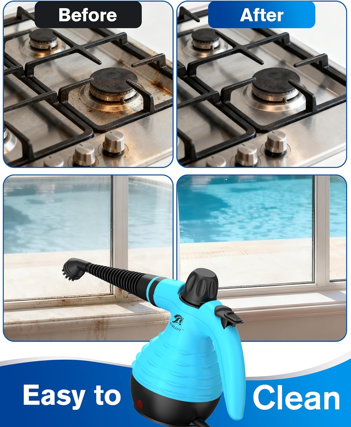 Before and after cleaning results with MLMLANT steam cleaner