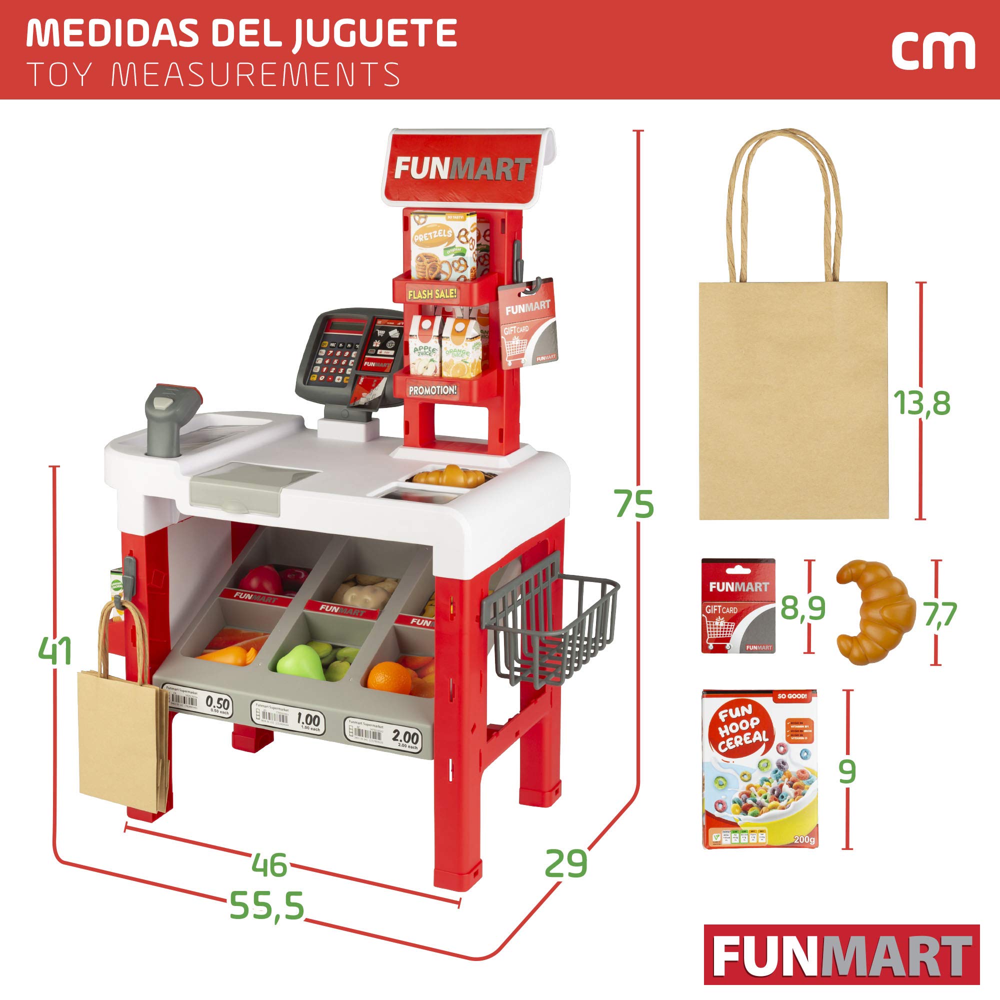 ColorBaby Supermercado Juguete, Juguete Infantil supermercado, Supermercado con luz y Sonidos, Incluye 47 Piezas, Supermercado Infantil con Alimentos, Funville, +3 años