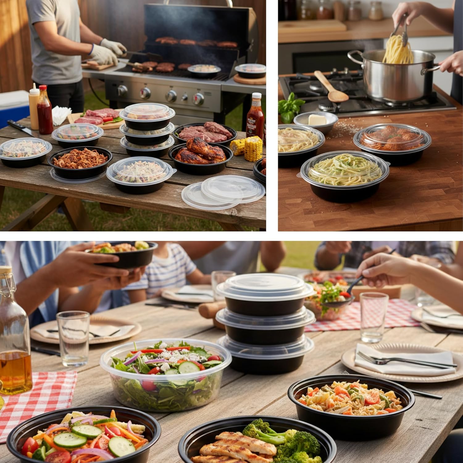 40oz [30 set] Round Meal Prep Containers with Lids, BPA Free Food Storage for Soup and Salad, Microwave/Freezer/Dishwasher Safe - Image 2