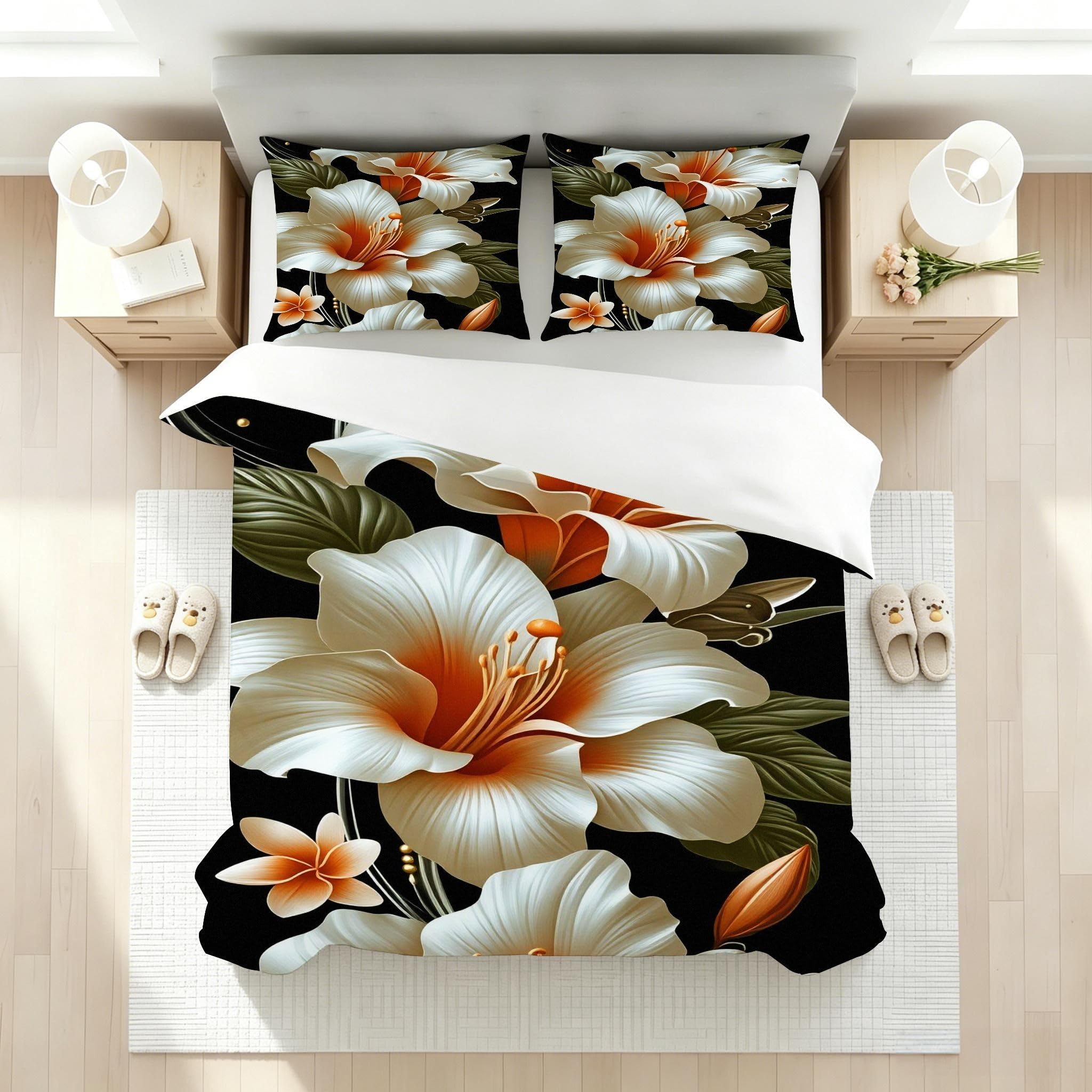 Copripiumino Matrimoniale Peonia Bianca 260x240, ZW612 | Traspiranti Durevoli Microfibra, per Tutta la Famiglia, Matrimoniale, per Tutte le Stagioni, con 2 Federe 50x80 cm