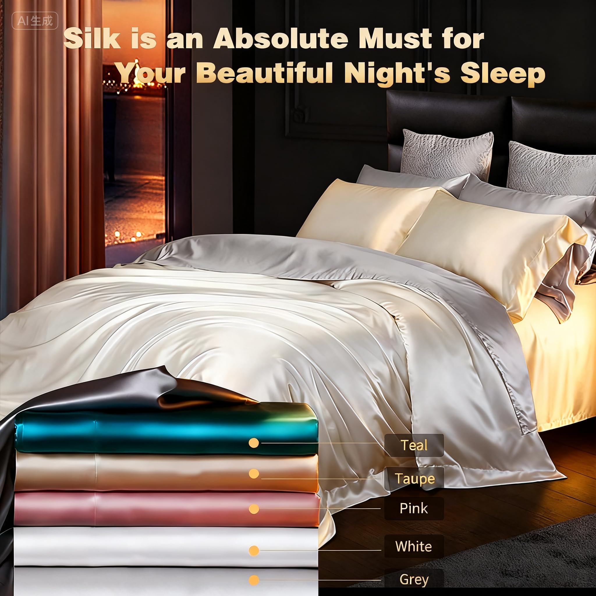 Federa per cuscino in seta 100% seta 22 momme certificata Oeko-TEX, benefici per capelli e pelle, anti età, anti acaro (bianco, 50 x 70 cm)