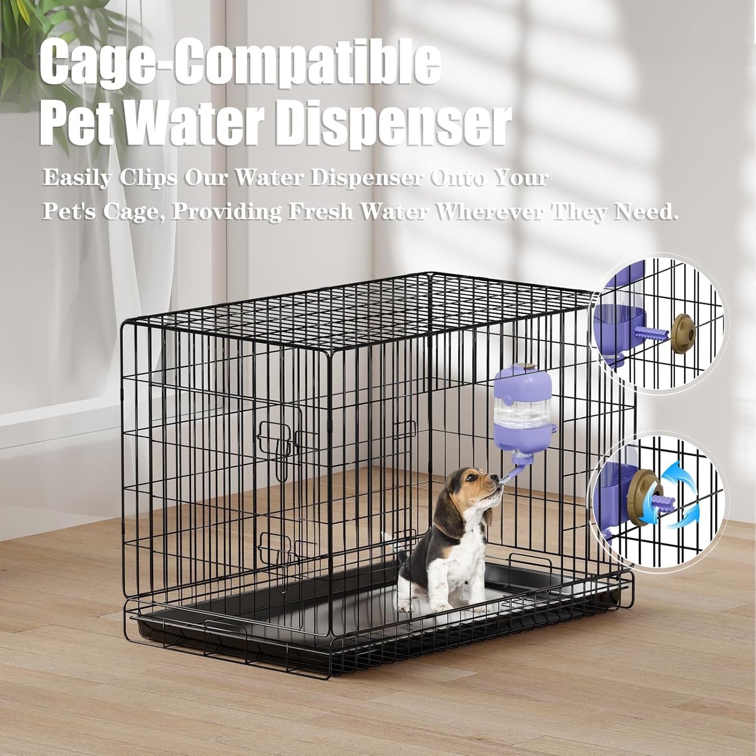 Hundenäpfe mit Welpen-Entwöhnungsflaschen, 3-in-1-Hundenapf-Set mit Wasserspender und 2 lebensmittelechten Keramiknäpfen für Katzen, Kaninchen, Frettchen und kleine Hunde, Violett