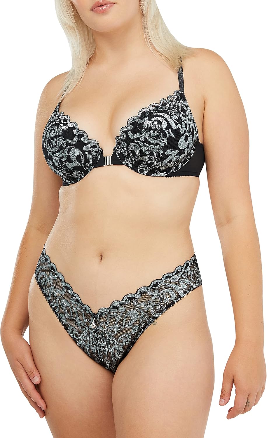 Savage X, Women's Sharp Dresser Lace Hipster Panty, Black Caviar, L - Image 3