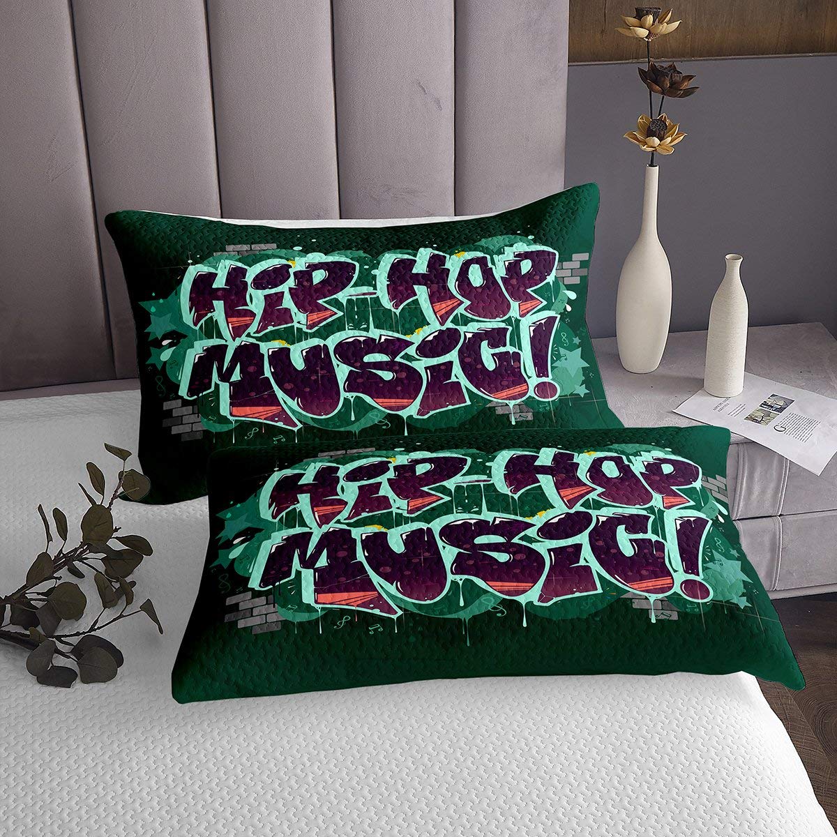 Copriletto classico con musica Hip Hop Decor per bambini ragazzi ragazze musica alfabeto trapunta set musicale cultura di strada tema letto decorazione camera 3 pezzi260x240cm