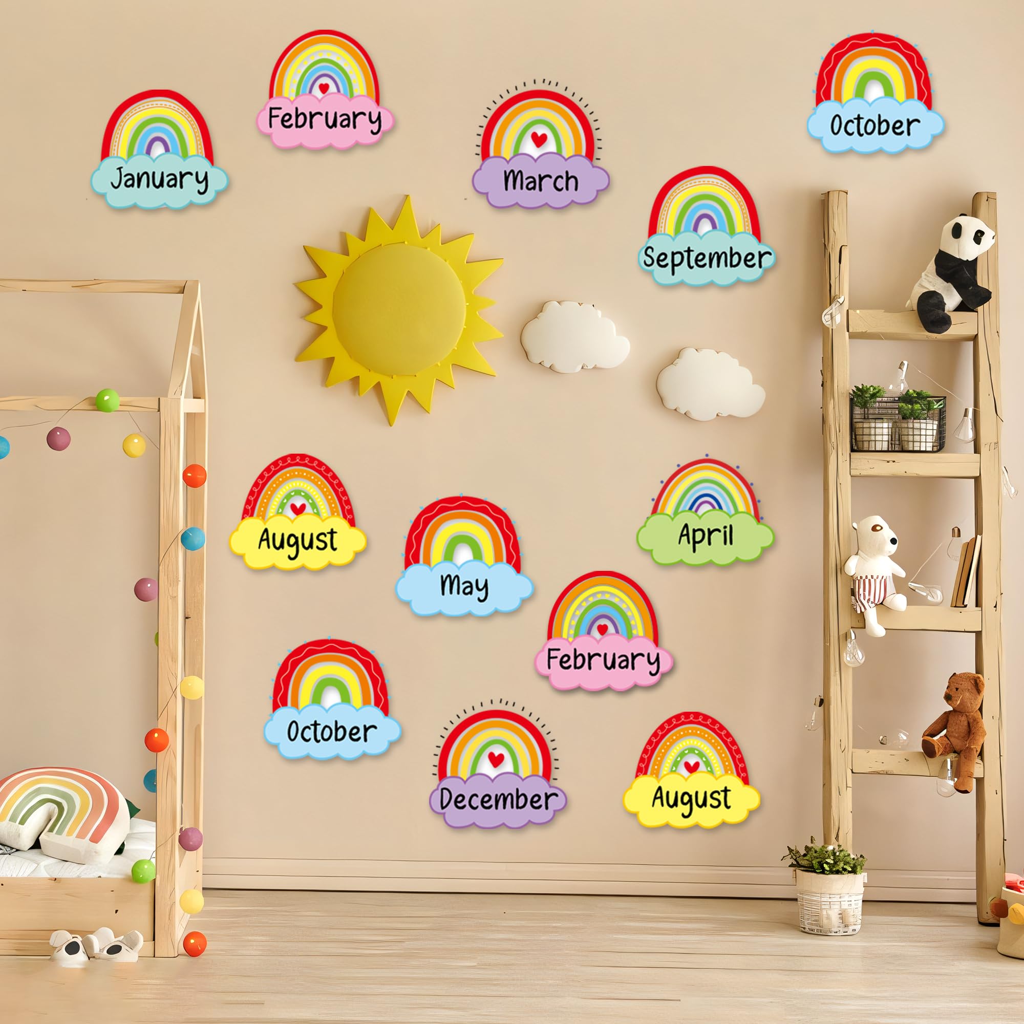 Cardboard Cutouts Decor 21-Piece Rainbow Bulletin Board Set | Jumbo ...