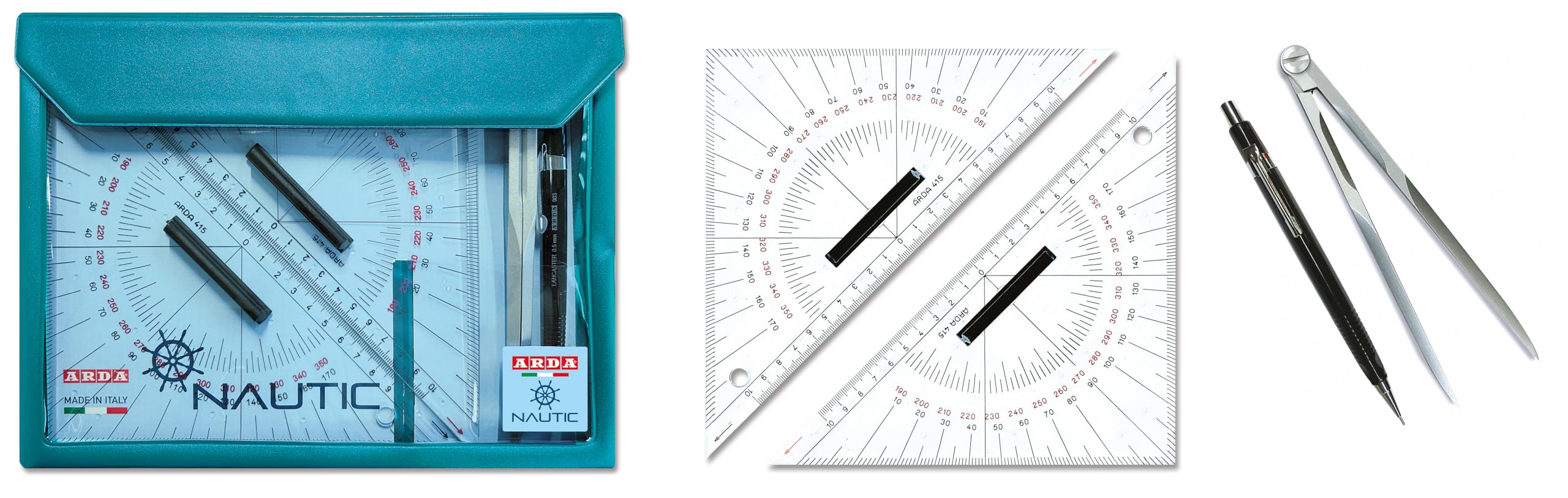 KIT CARTEGGIO SET NAUTICO 4 PZ PER IL CARTEGGIO ARDA