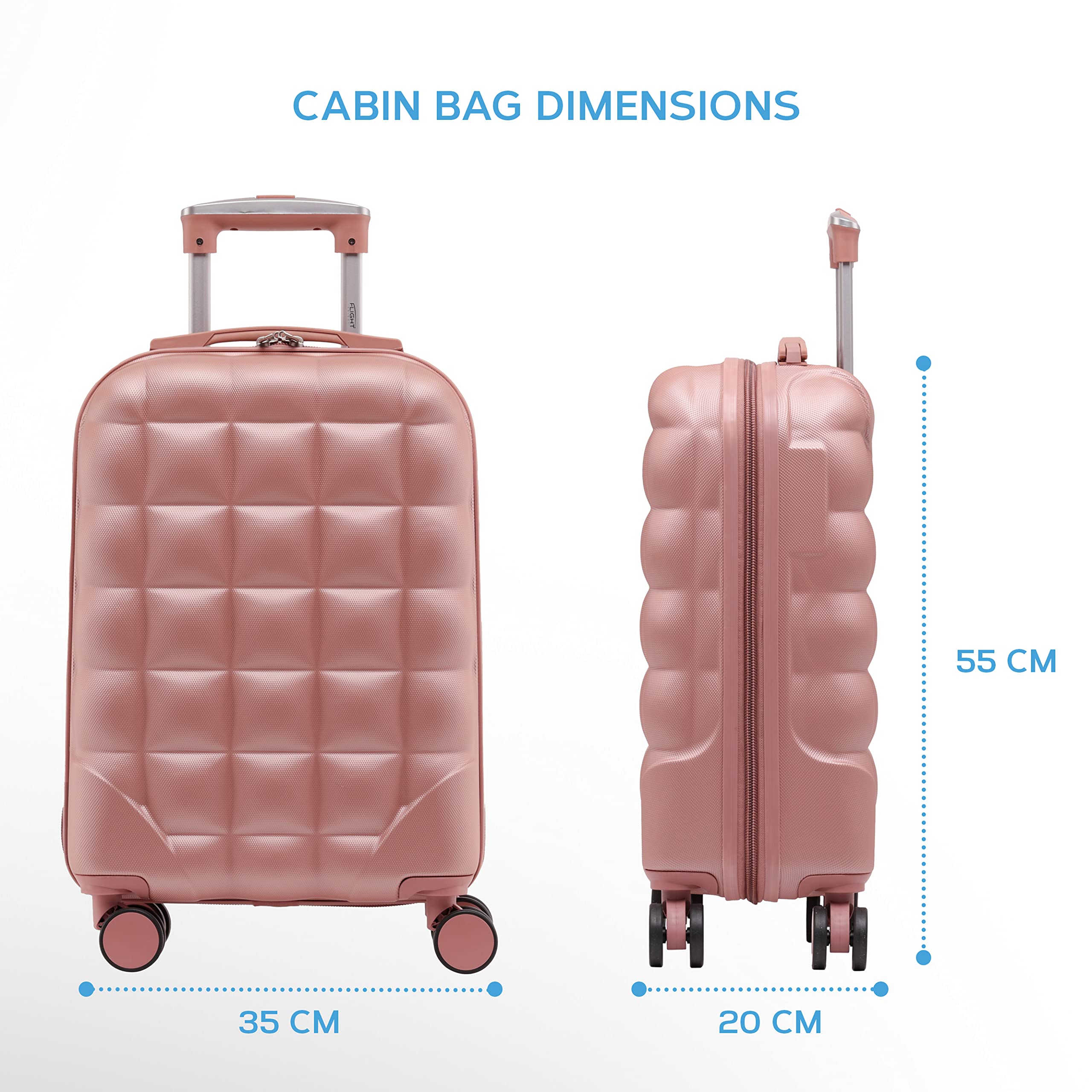 Flight Knight Bubble Suitcase Ryanair easyJet Jet2 Approved 8 Wheel Hardcase Suitcases Cabin or Medium & Large Check-in Sizes