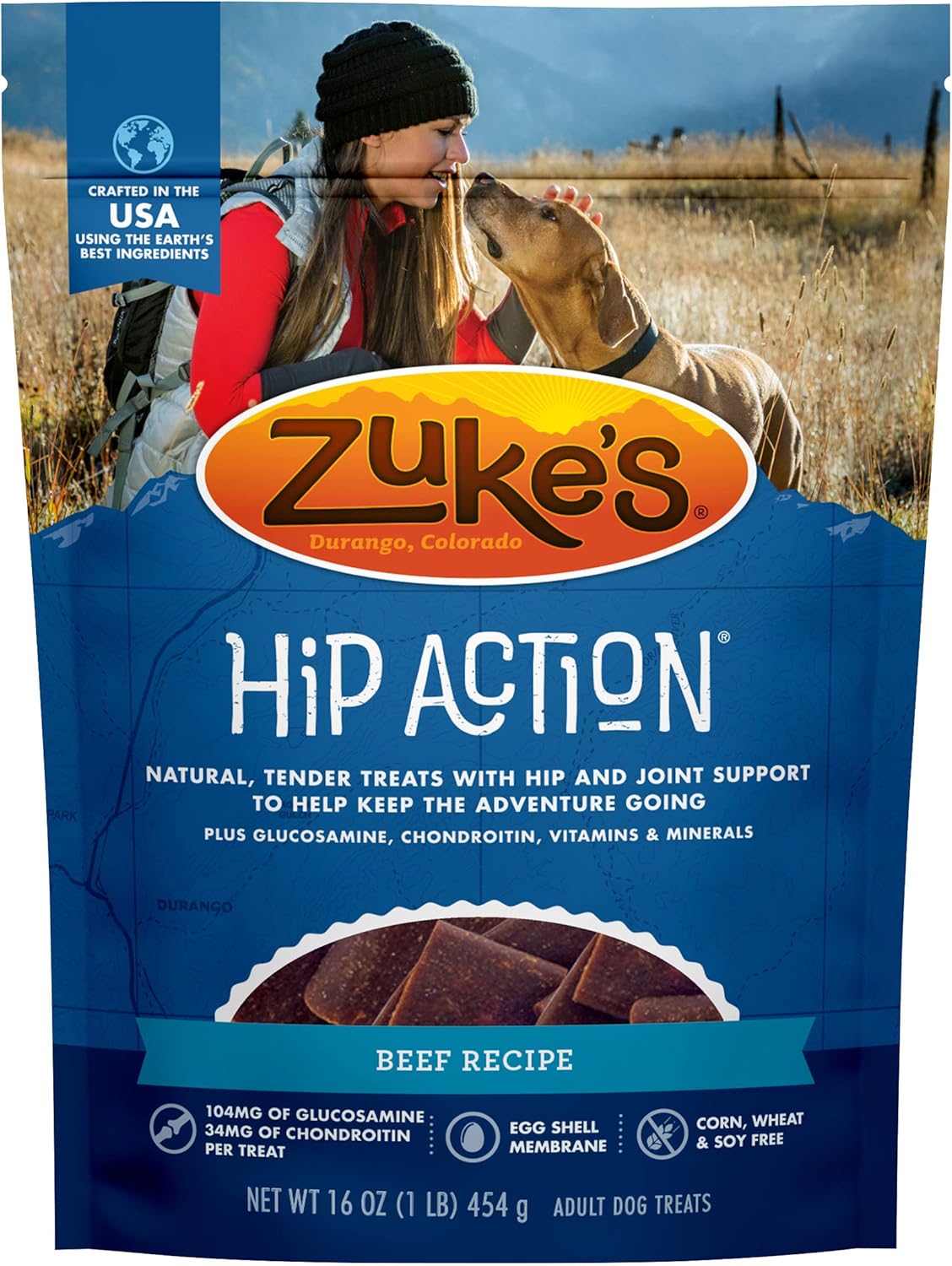 Zuke's Hip Action Hip & Joint Natural Dog Treats Crafted in The USA 16 Ounce (Pack of 4)