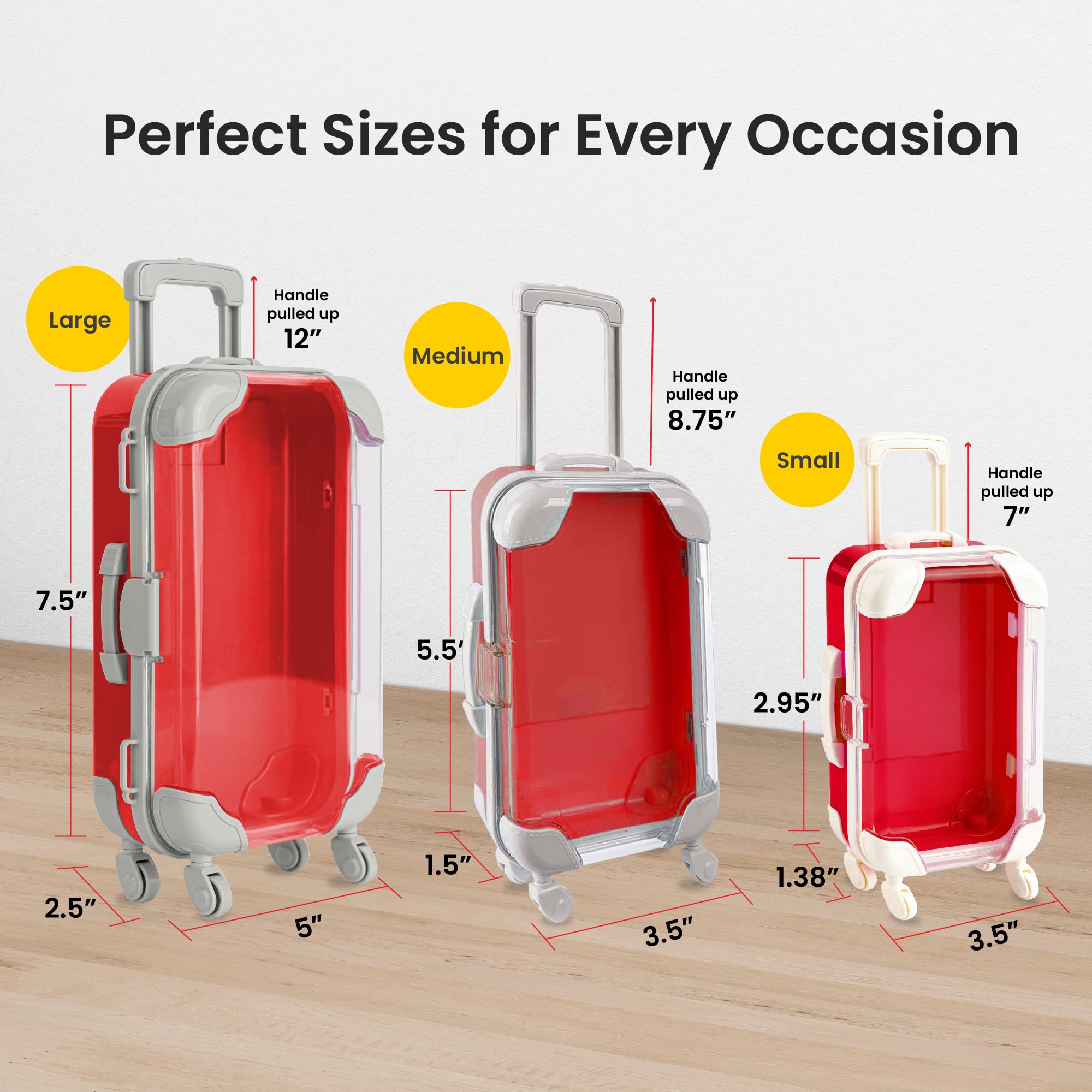 Hammont Mini Suitcase Party Favor Box – Little Luggage with Wheels for Gifts, Candy, Lashes, and Travel-Themed Favors | 5.5