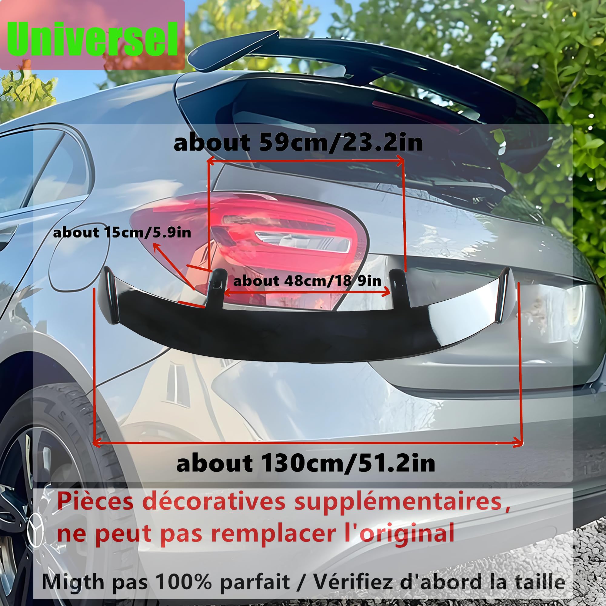 MUTUSAISI Universel aileron becquet Spoiler, pour La Plupart des de Coffre de Toit Hayon Arrière Accessoires (Noir Brillant)