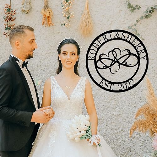 Miniatura 4 de Letrero de metal con diseño de infinito personalizado, arte de pared de metal con corazón infinito, letrero de nombre de metal, decoración de pared