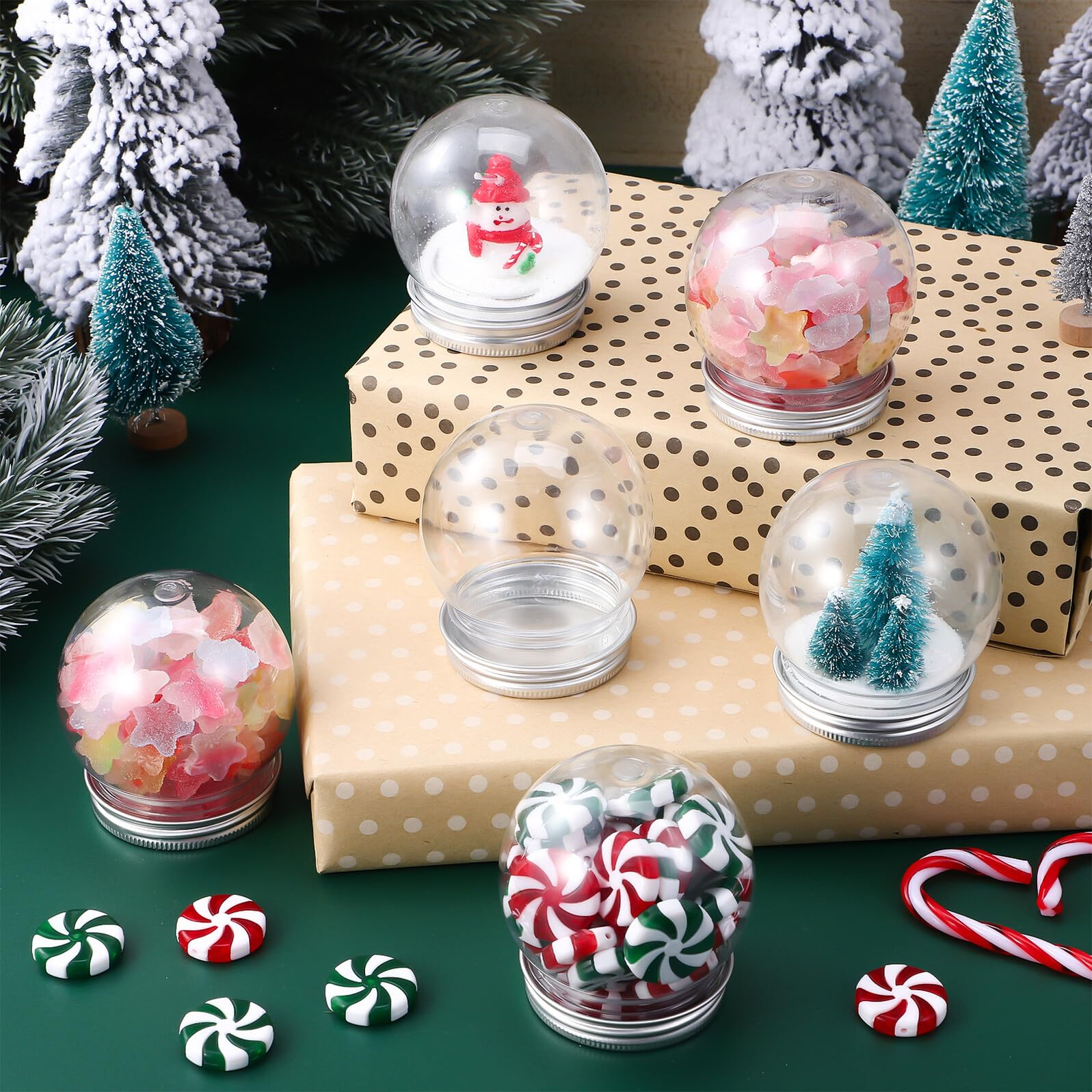 Angoily 10 Unidades de Bolas de Nieve Caseras de Plástico Transparente Tapa de Aluminio de 150 Ml Mini Bolas de Agua para Manualidades y Decoración Fiestas y Celebraciones