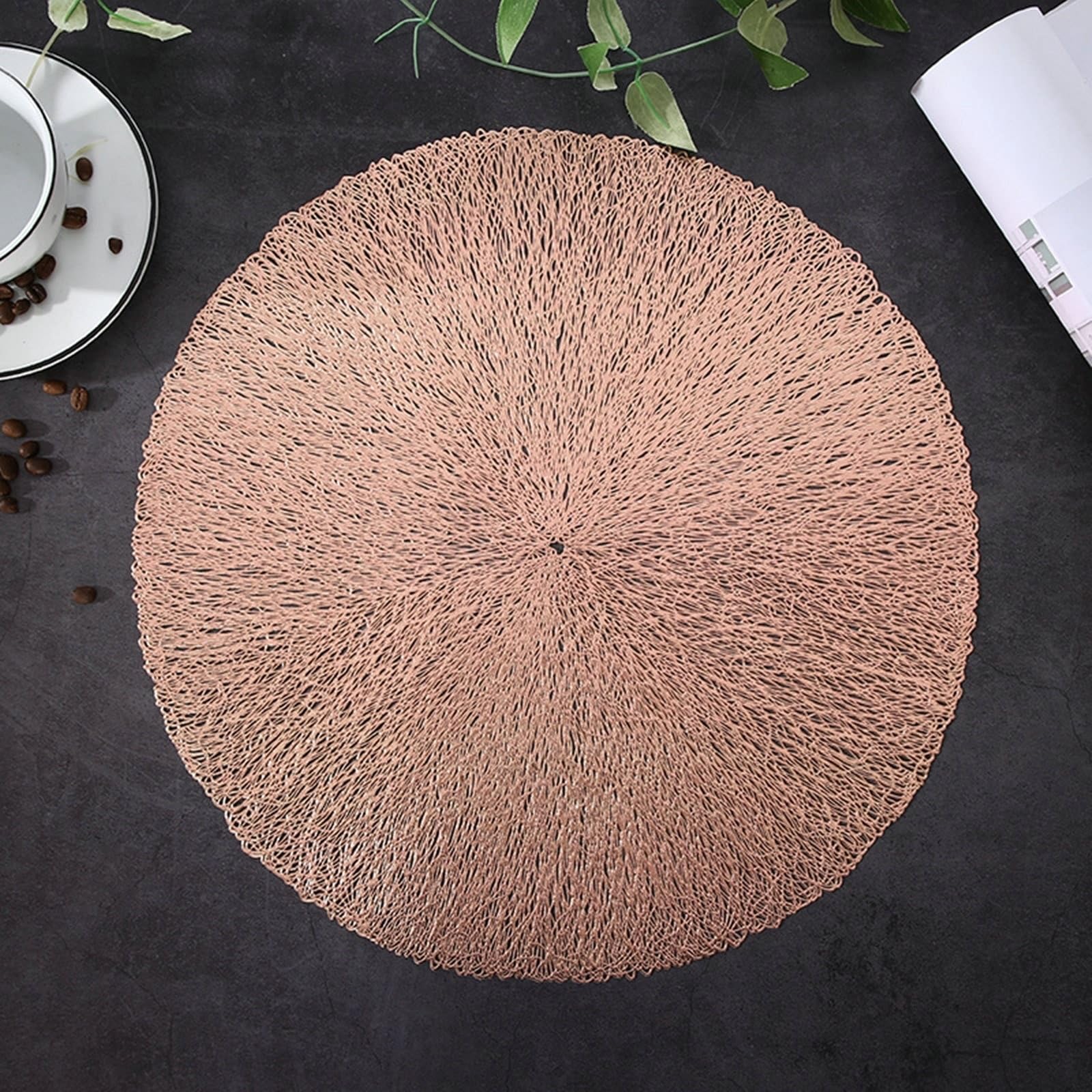 Set de table rond or rose 38 cm de qualité supérieure pour salle à manger chic