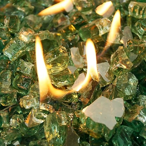 Miniatura 8 de GRISUN Vidrio ignífugo para hoguera, mezcla de 12 pulgada, 20 libras de alto brillo, reflectante, rocas de vidrio templado para chimenea natural o