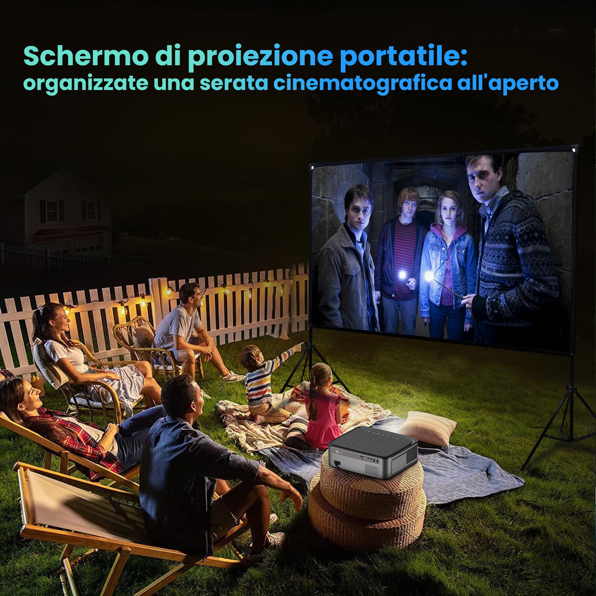 Extralink Telo per Proiettore 72 Pollici con Treppiede - Pieghevole 16:9 per HD/4K, Schermo Portatile Anti-Piega per Home Cinema, Telo per proiettore da Esterno & Presentazioni, 160x90CM