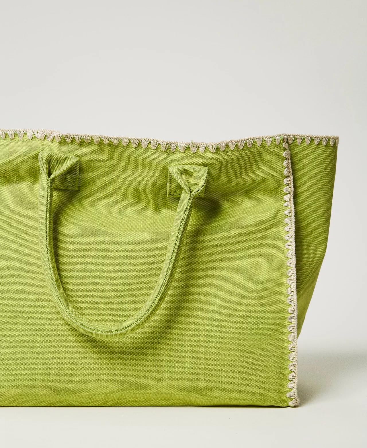 TWINSET U&B Borsa shopper in canvas con ricamo