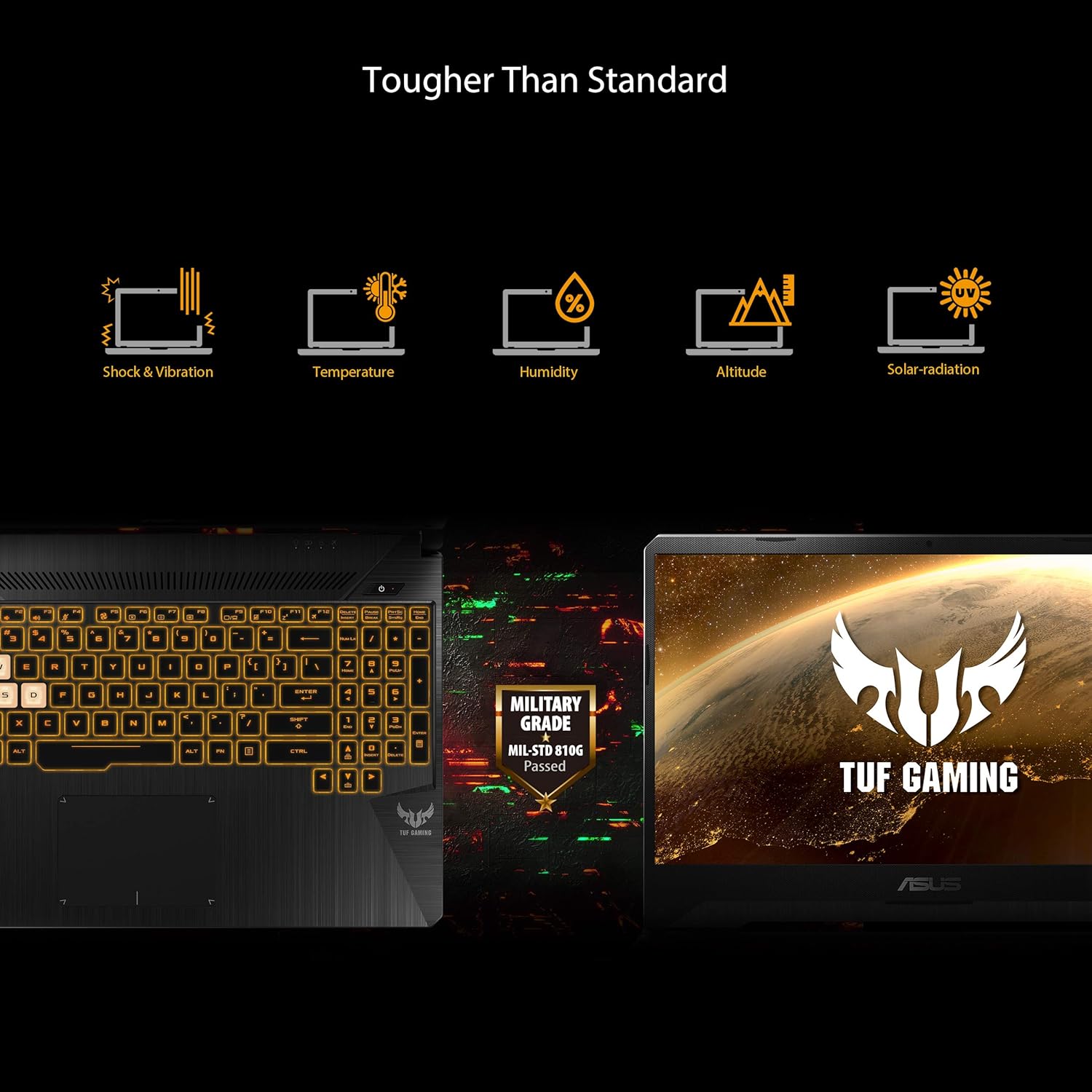 Asus TUF Gaming FX505DT-BQ028T Gaming Laptop (Black) -AMD R7-3750H 2.3 GHz,8 GB RAM, 1TB HDD + 256 GB SSD, Nvidia GeForce GTX1650 4GB,15.6 inches , Windows 10, Eng-Arb-KB