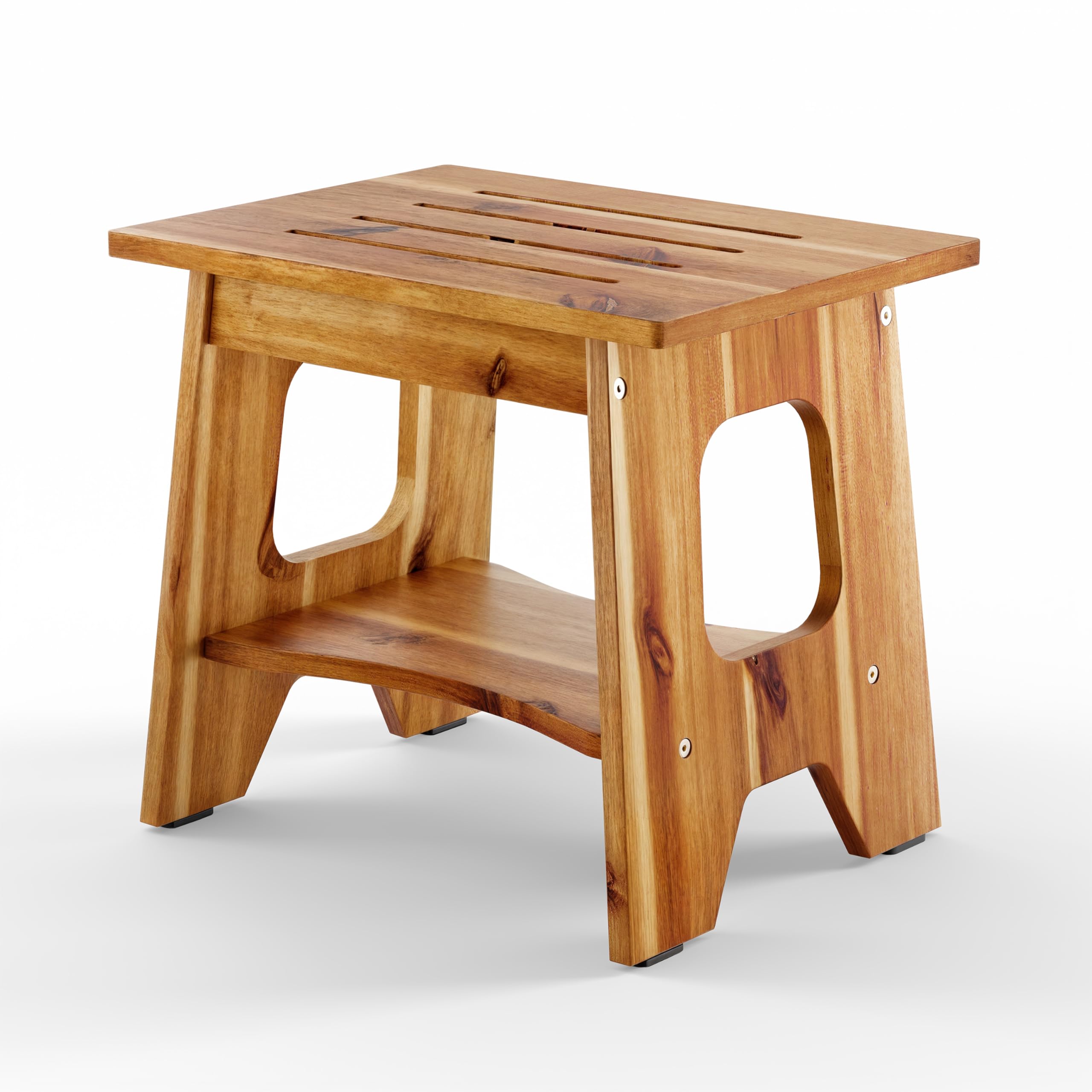 Tinamo One Step Stool for Adults 15" - Wooden Step Stools for Bed - 550lbs Safety Stepping Stool Bathroom Aid for Handicap, Elderly, Seniors, Kid, Bathtub, High Beds, Kitchens (Rectangular)