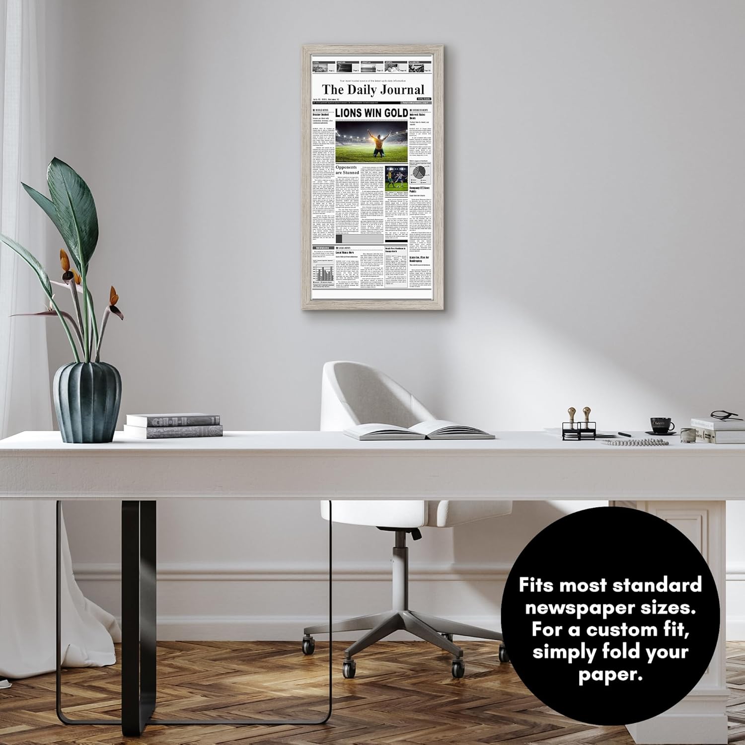 Americanflat 11x22 Newspaper Frame with Polished Plexiglass - Display for Assorted Media Articles - Signature Collection - Modern Picture Frame for Wall Display - Driftwood