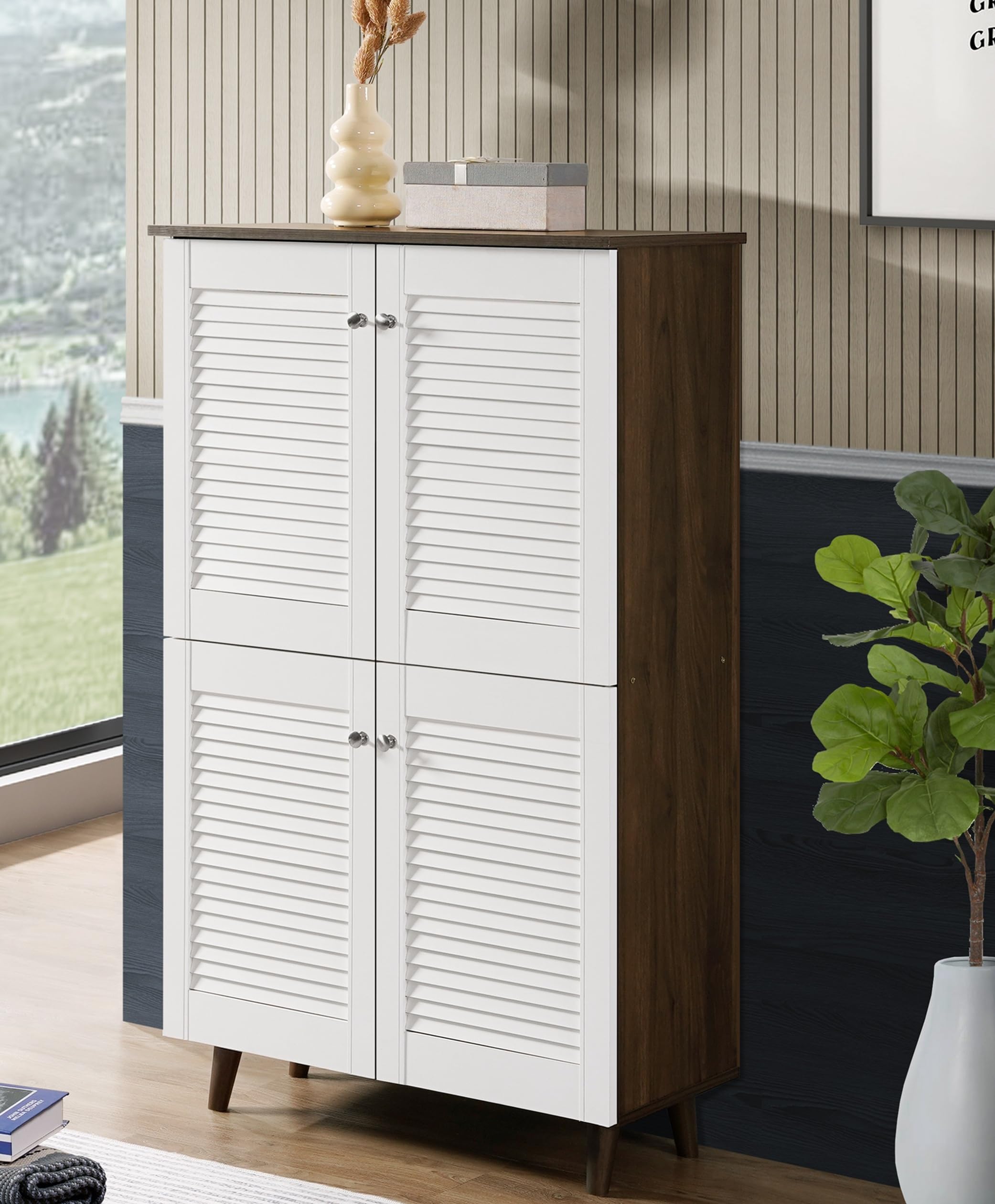 DeckUp Noordin 4-Door Shoe Rack (Walnut & White, Matte Finish)-image-28