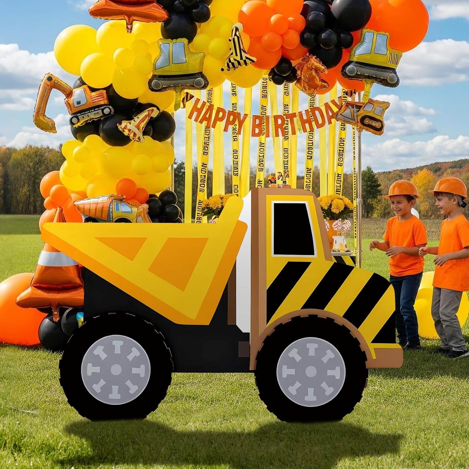Weysat Construction Theme Birthday Party Decorations Dump Truck Cardboard Cutout Party Supplies Dump Photo Booth Props for Birthday Wedding Baby Shower Holiday Decoration