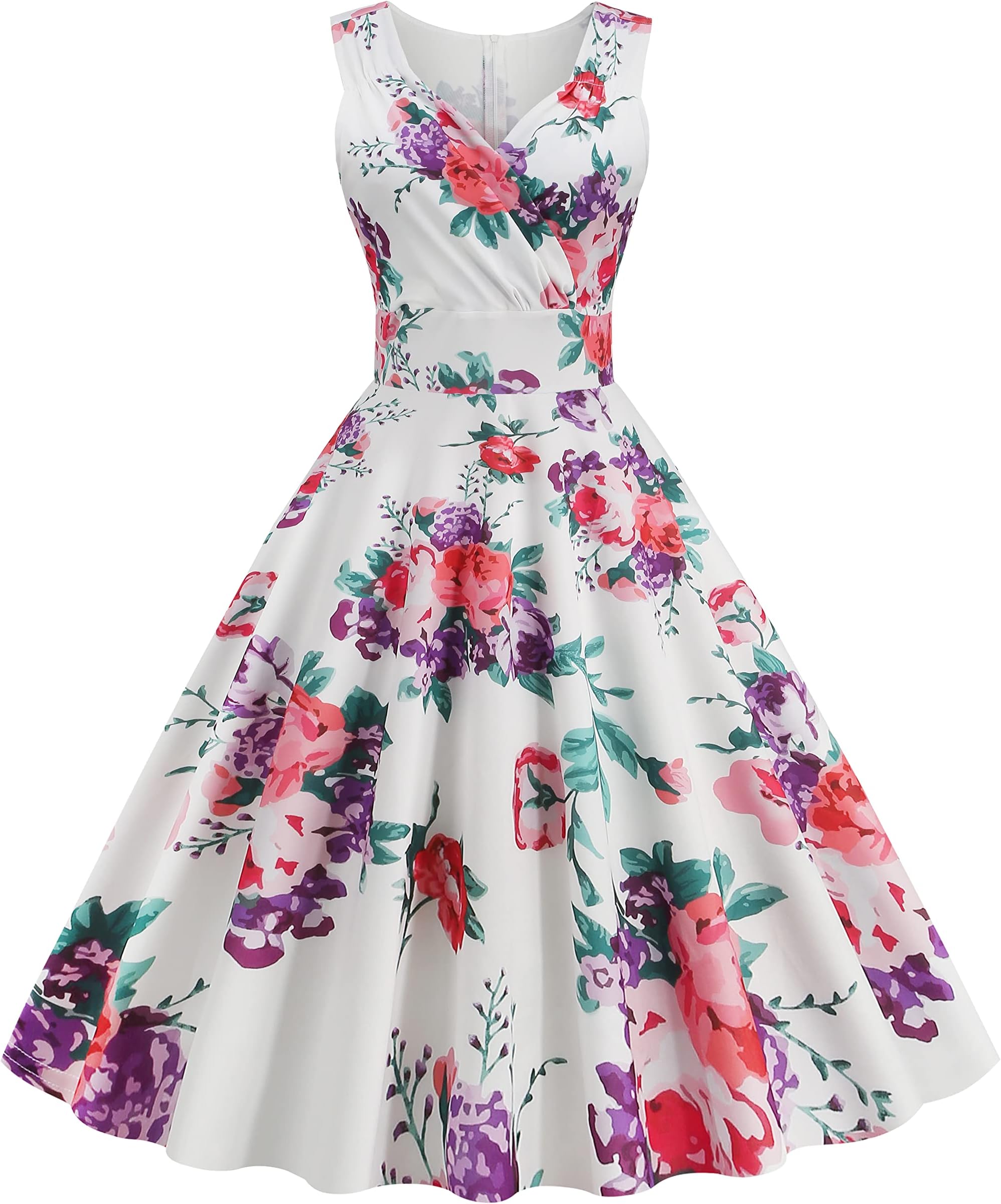 2023 Womens Summer Wrap Sleeveless Sundress Dress V-Neck Floral Summer Party Dress