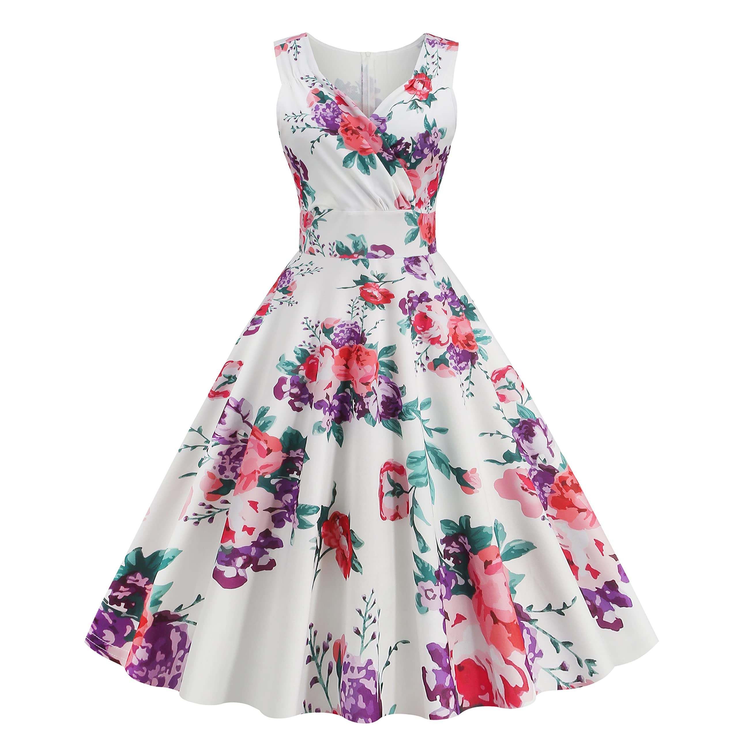 2023 Womens Summer Wrap Sleeveless Sundress Dress V-Neck Floral Summer Party Dress