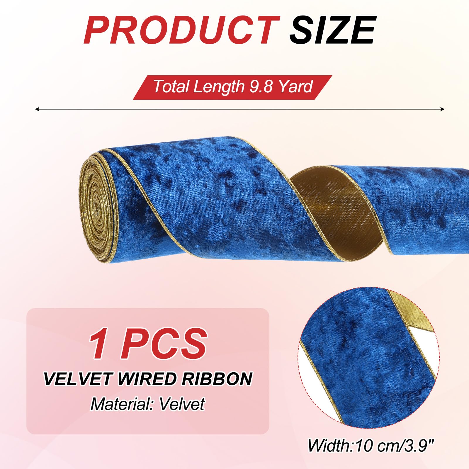 PATIKIL 4 Inch x 10 Yards Velvet Wired Ribbon - Image 2