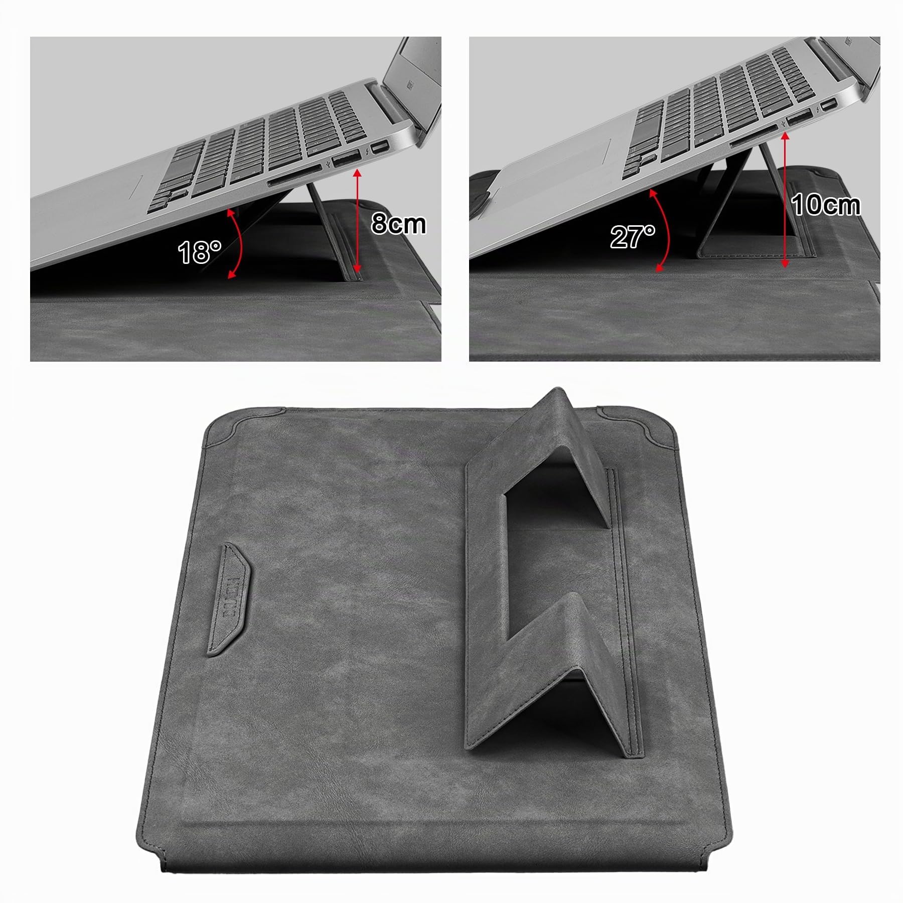 HoYiXi 13,3'' Funda Estuche para Portátiles Bolsa con Soporte para MacBook Neo 2026/MacBook Air/Pro 13 (M4/M3/M2/M1), Surface Pro 8 2021, iPad Pro 12.9 & 13-13,3" DELL Acer Laptop Sleev,Gris Oscuro